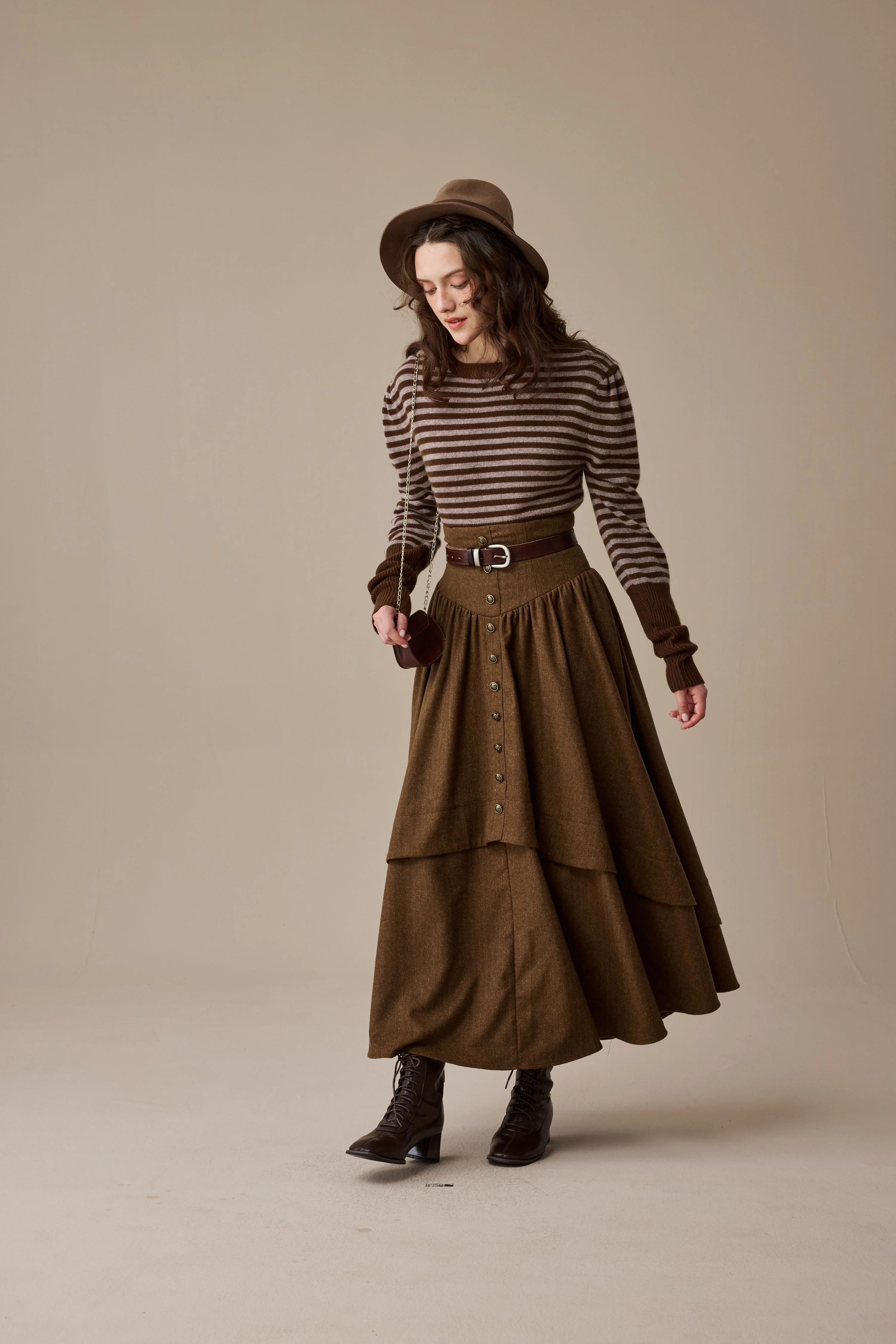 Christina 19 |Retro Layered Wool Skirt - Image 14