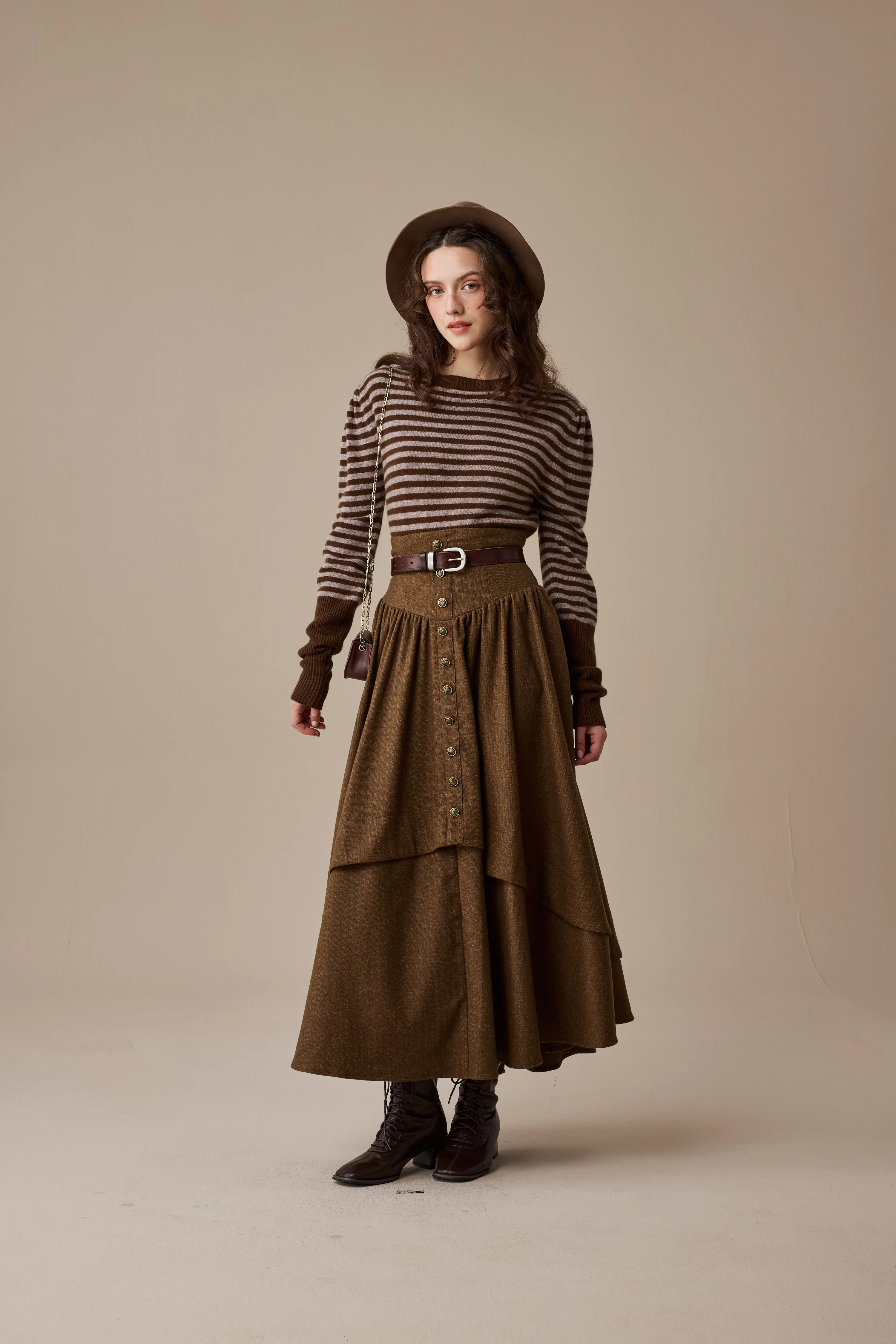 Christina 19 |Retro Layered Wool Skirt - Image 15