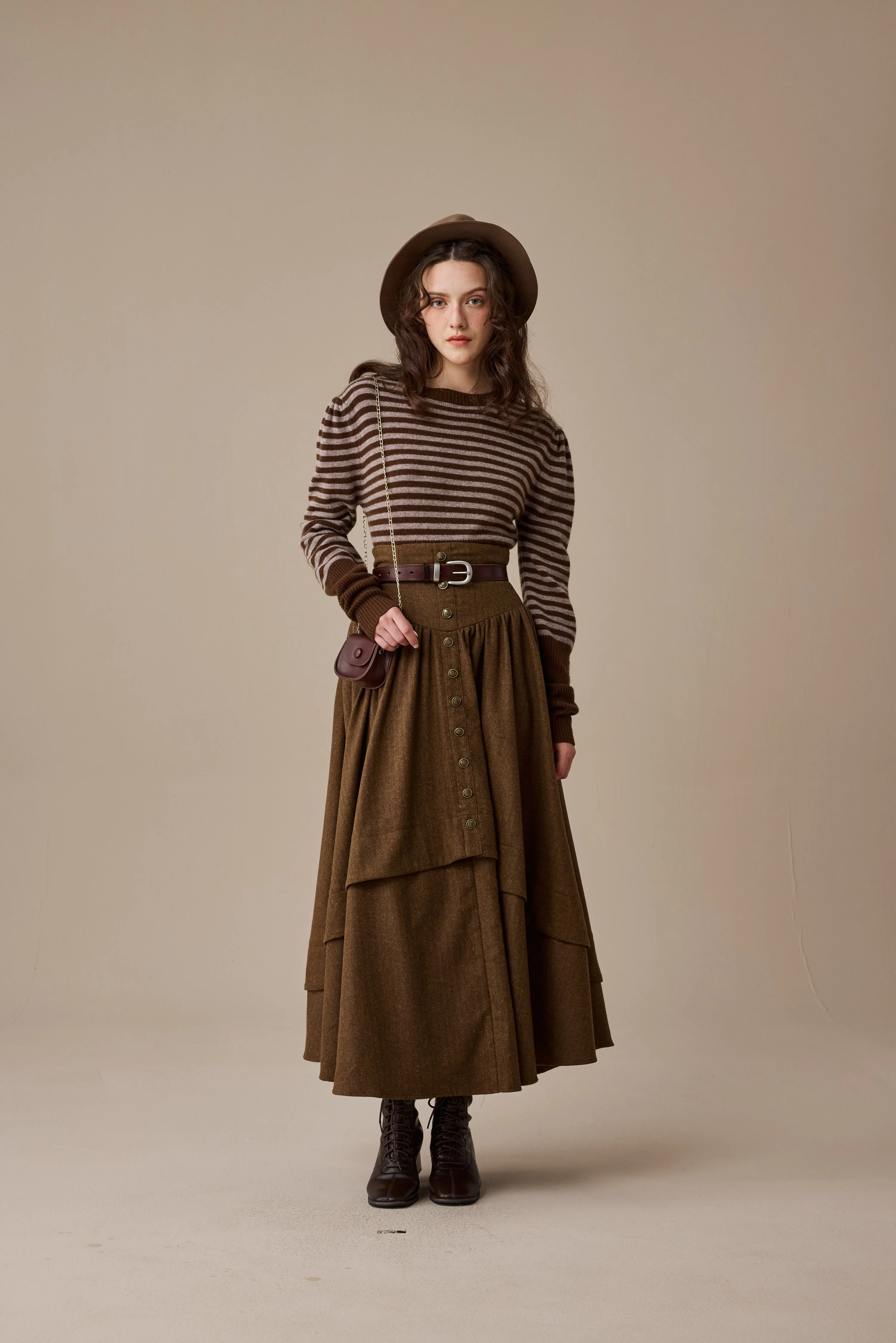 Christina 19 |Retro Layered Wool Skirt - Image 7