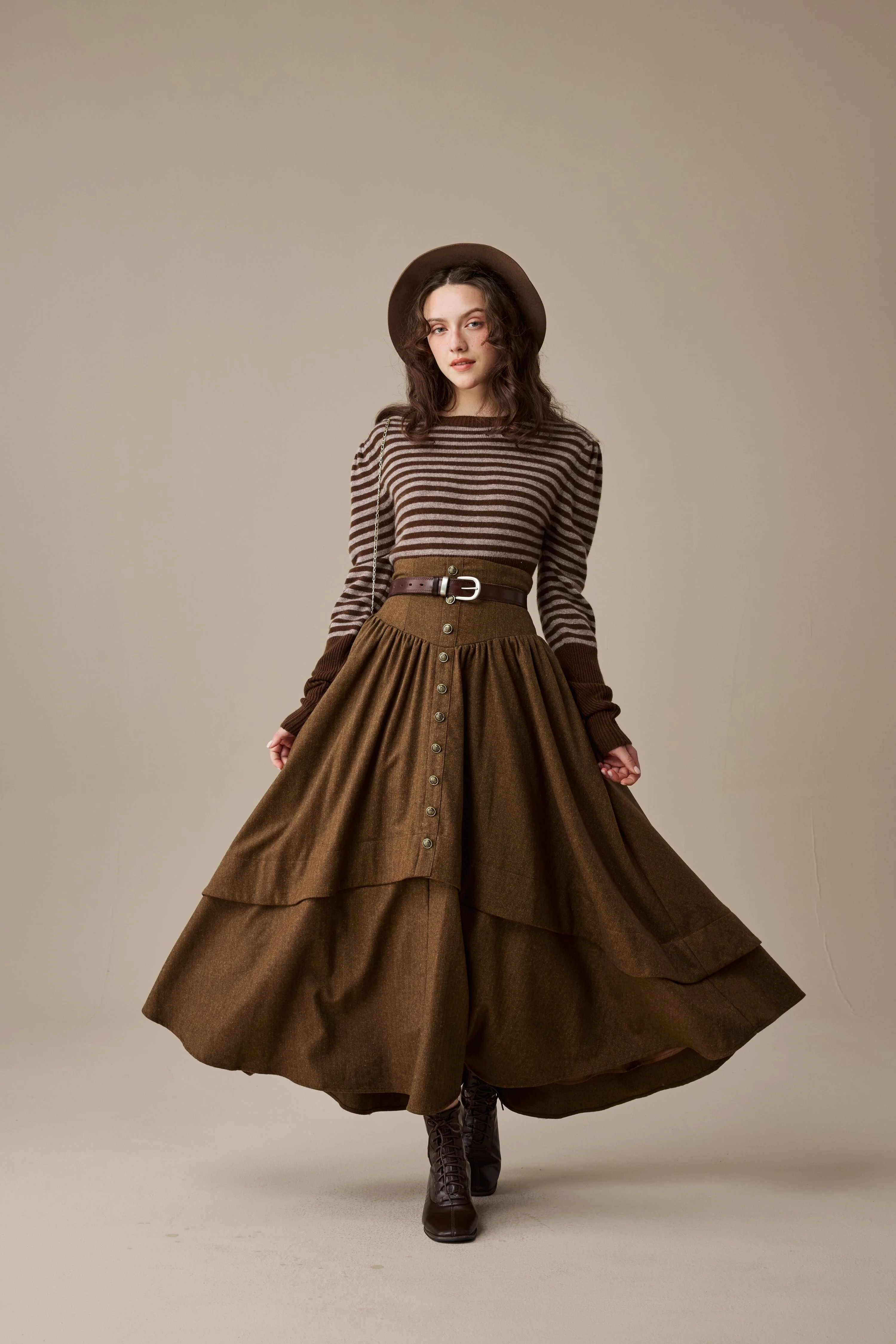 Christina 19 |Retro Layered Wool Skirt - Image 8
