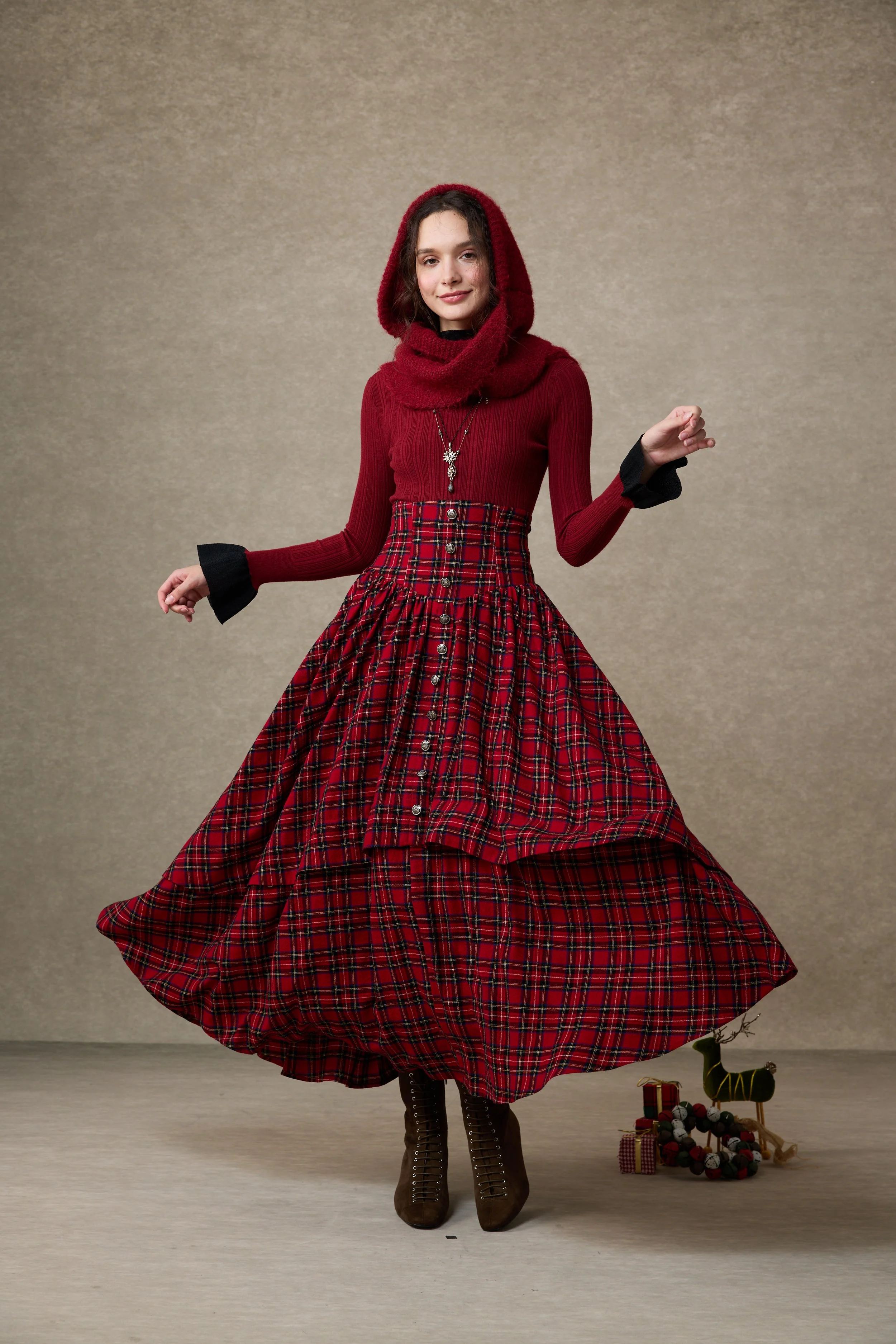 Christina 19 |Retro Layered Wool Skirt - Image 3