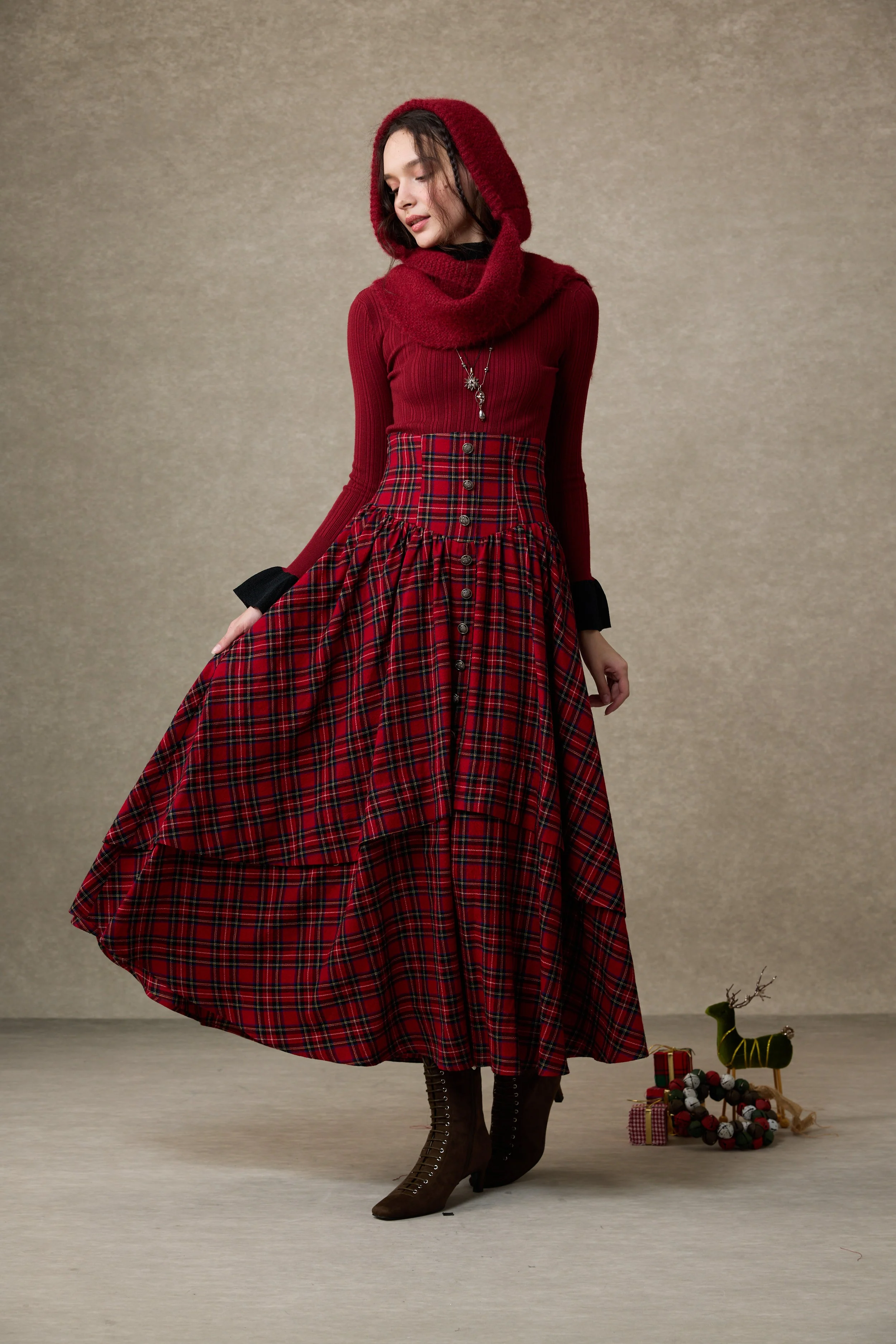 Christina 19 |Retro Layered Wool Skirt - Image 6