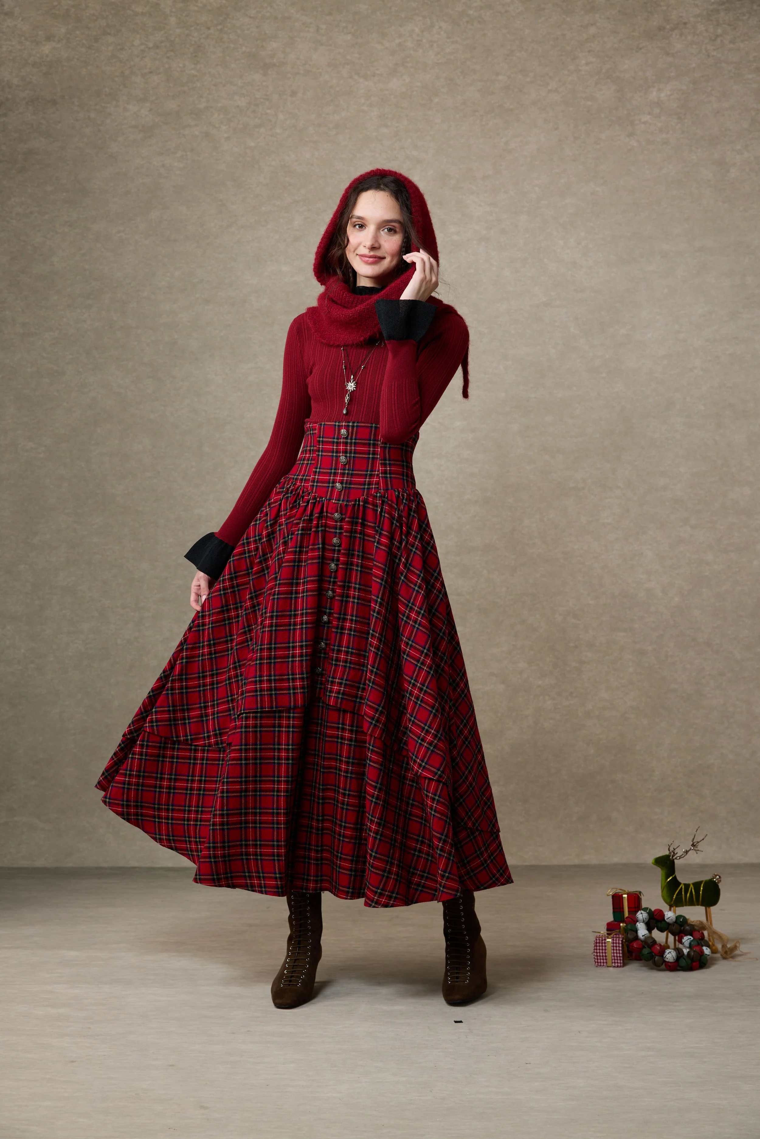 Christina 19 |Retro Layered Wool Skirt - Image 8