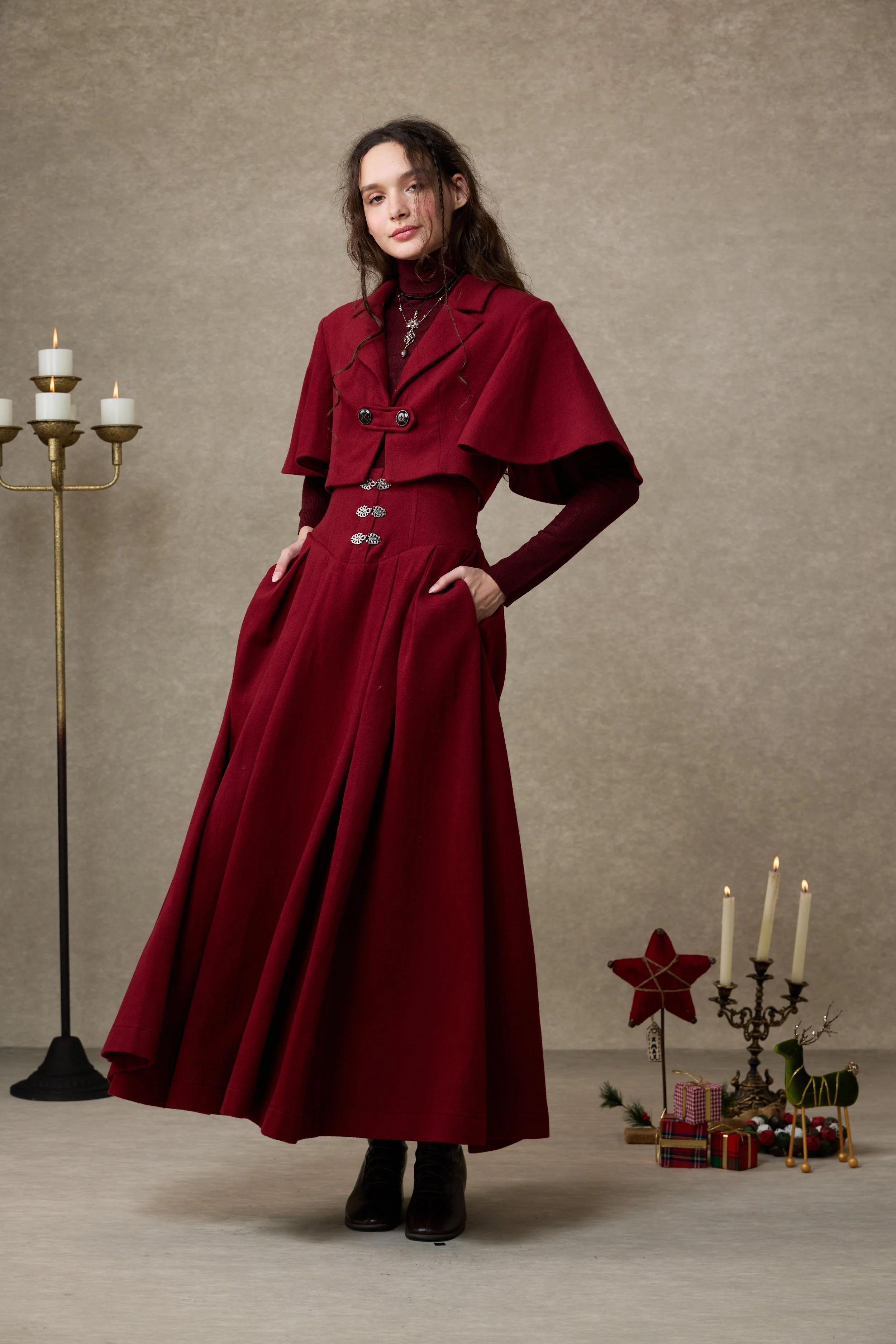 Clarise 22 |Retro Wool Skirt & Cape (2 pieces) - Image 23
