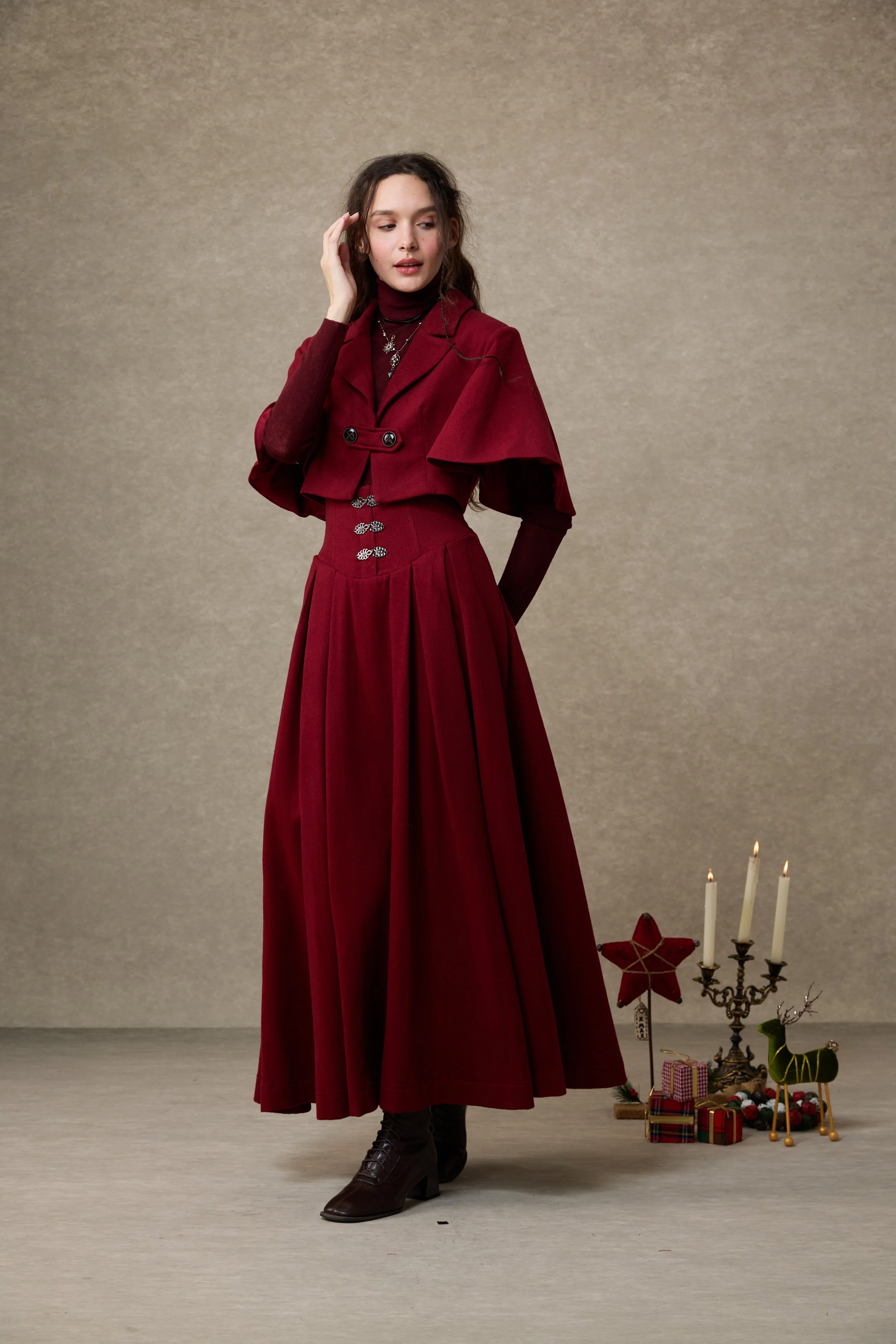Clarise 22 |Retro Wool Skirt & Cape (2 pieces) - Image 24