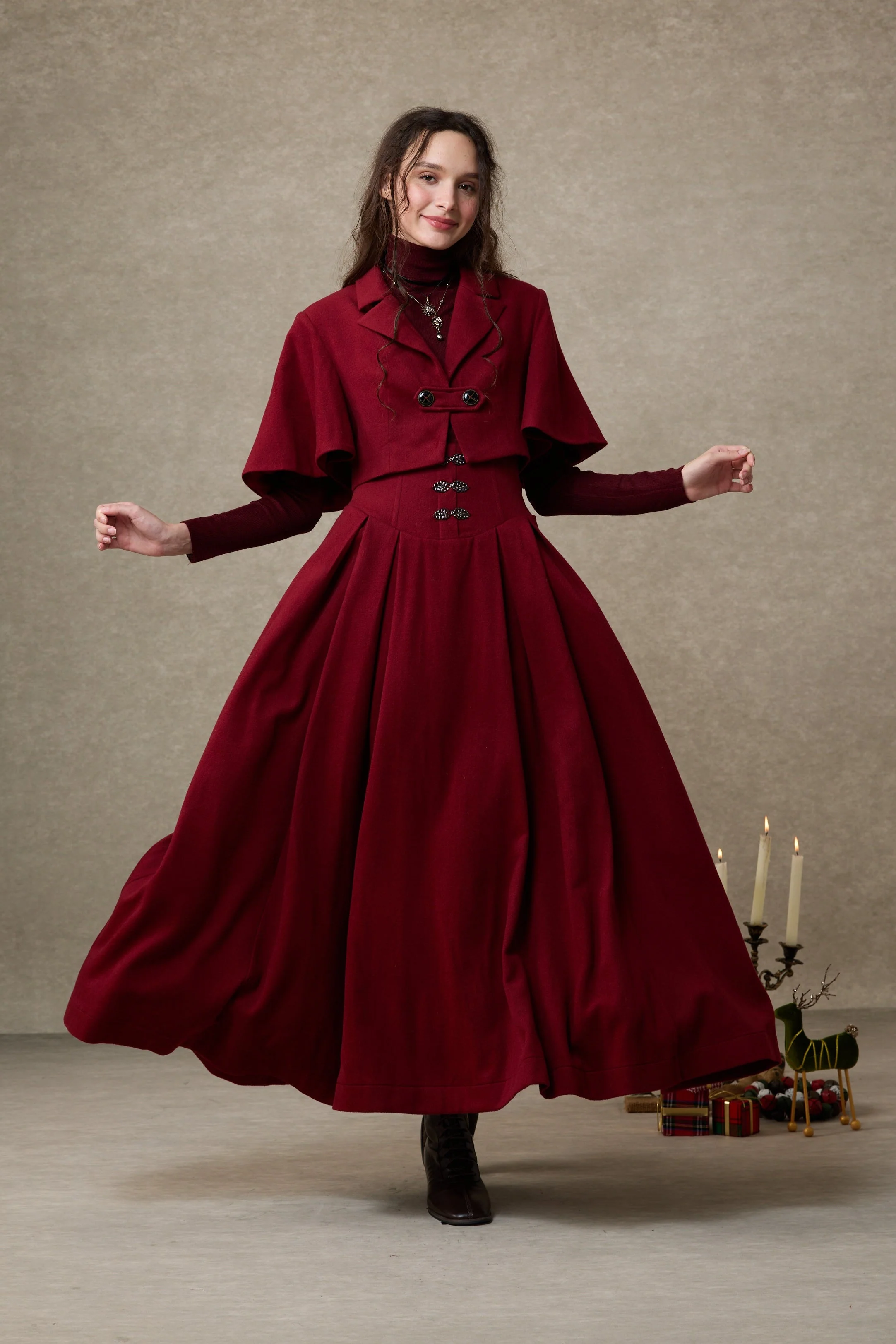 Clarise 22 |Retro Wool Skirt & Cape (2 pieces) - Image 4