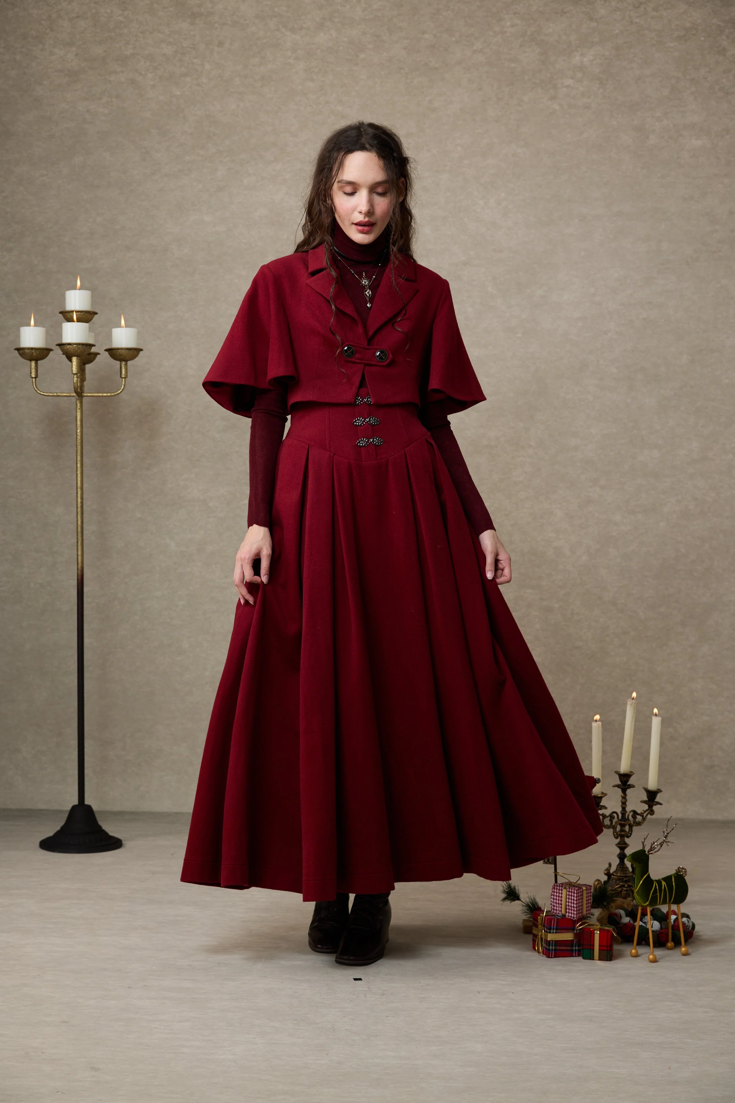 Clarise 22 |Retro Wool Skirt & Cape (2 pieces) - Image 8