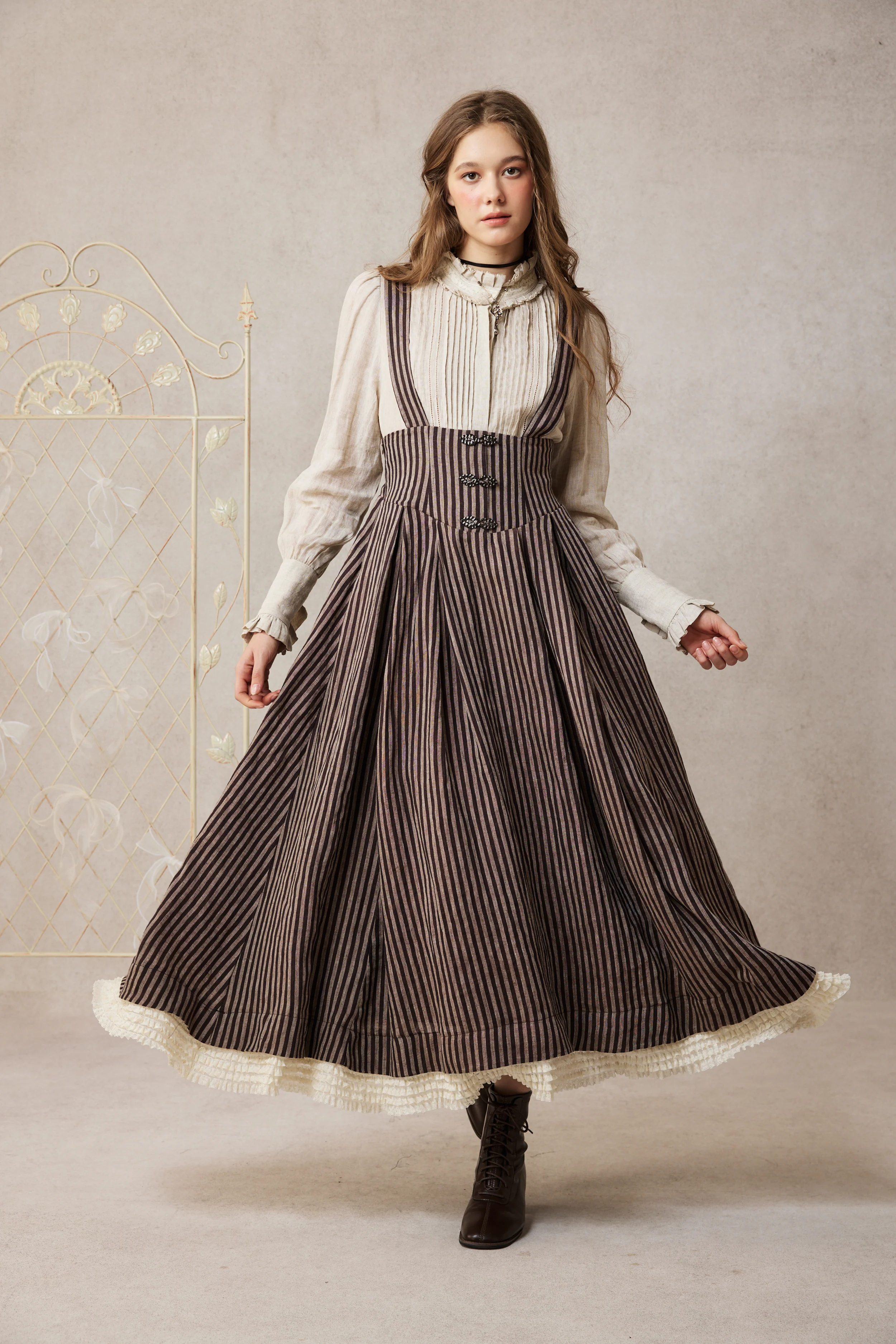 Clarise 22 |Retro Linen Skirt & Cape (2 pieces) - Image 17