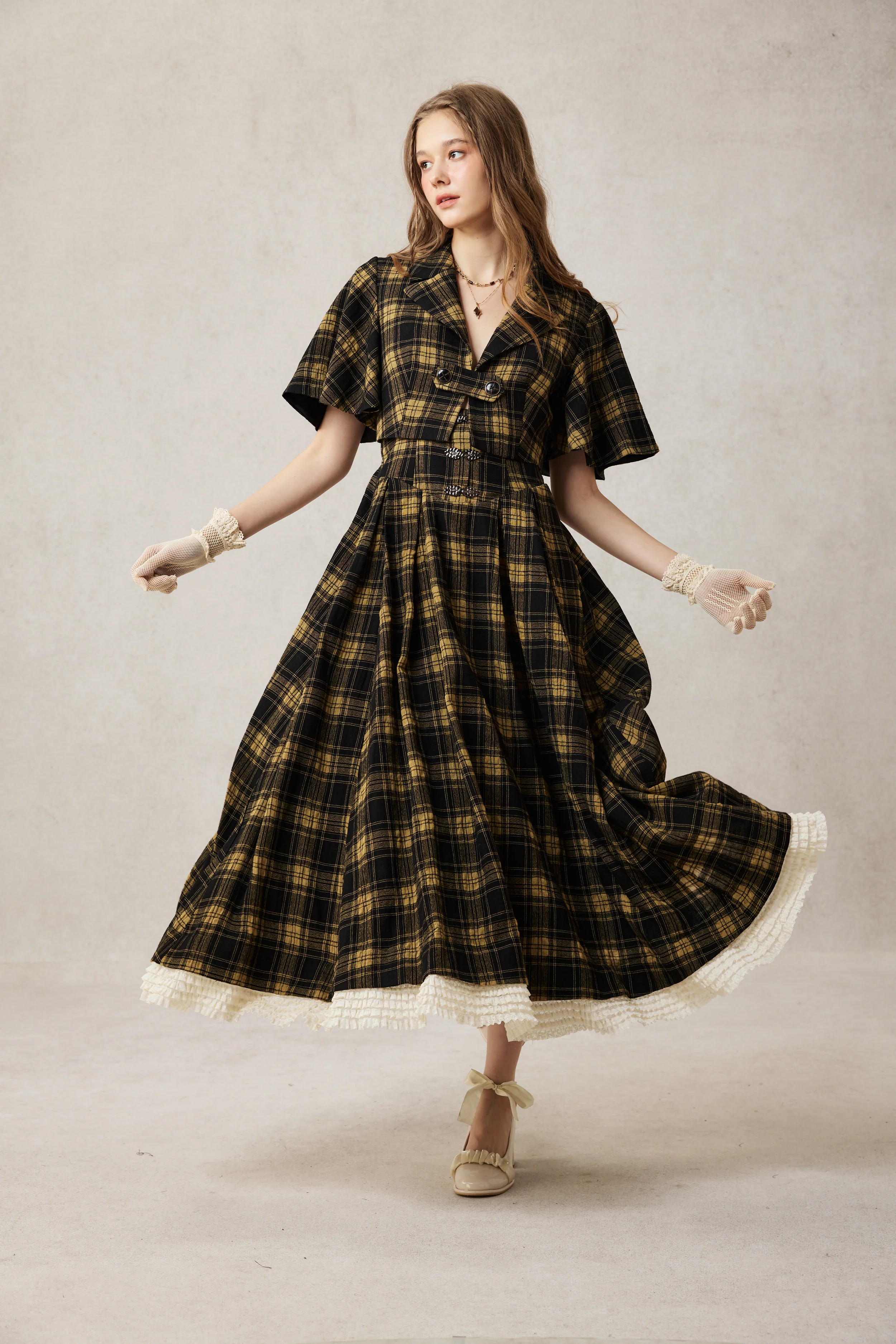 Clarise 22 |Retro Linen Skirt & Cape (2 pieces) - Image 20