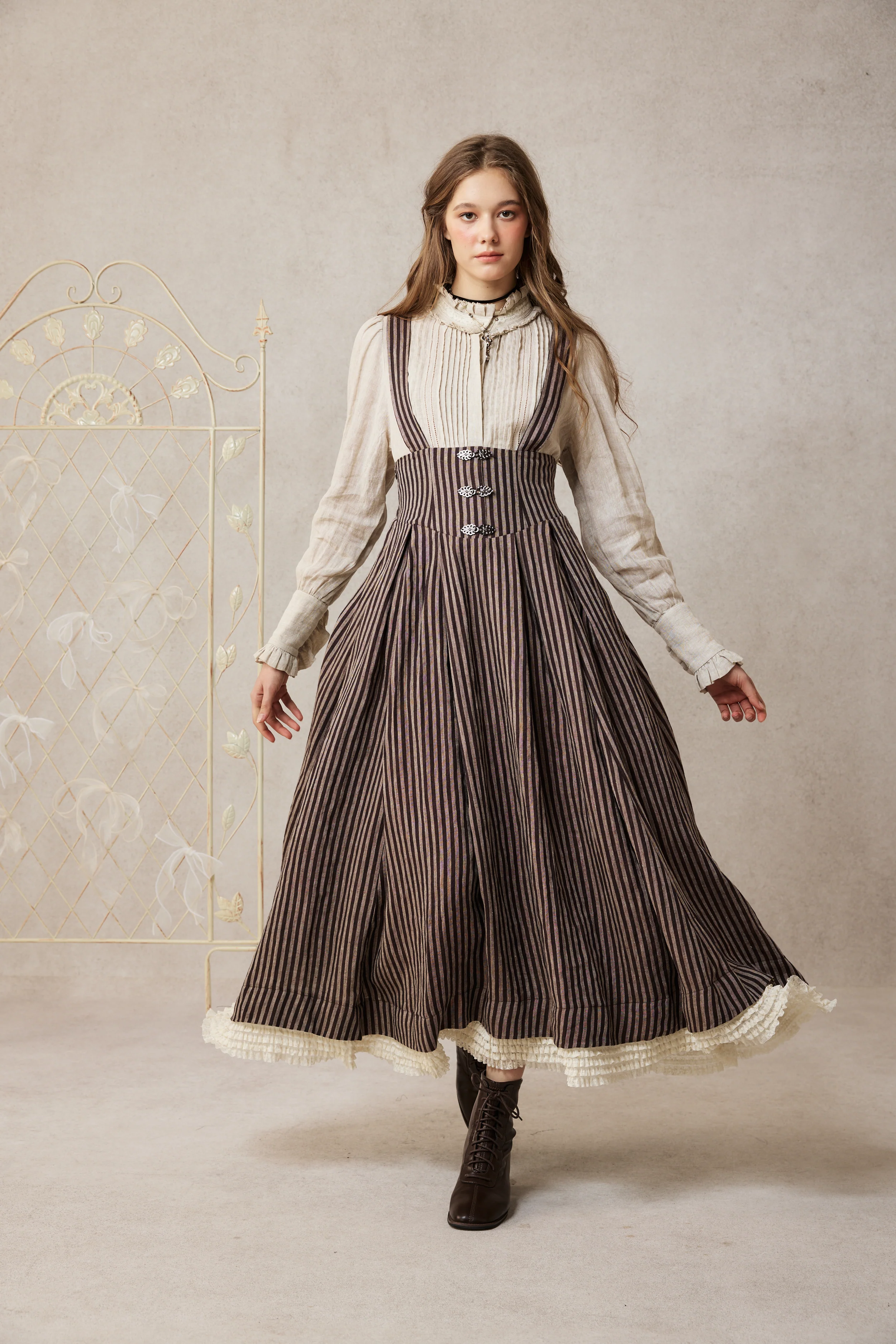 Clarise 22 |Retro Linen Skirt & Cape (2 pieces) - Image 6