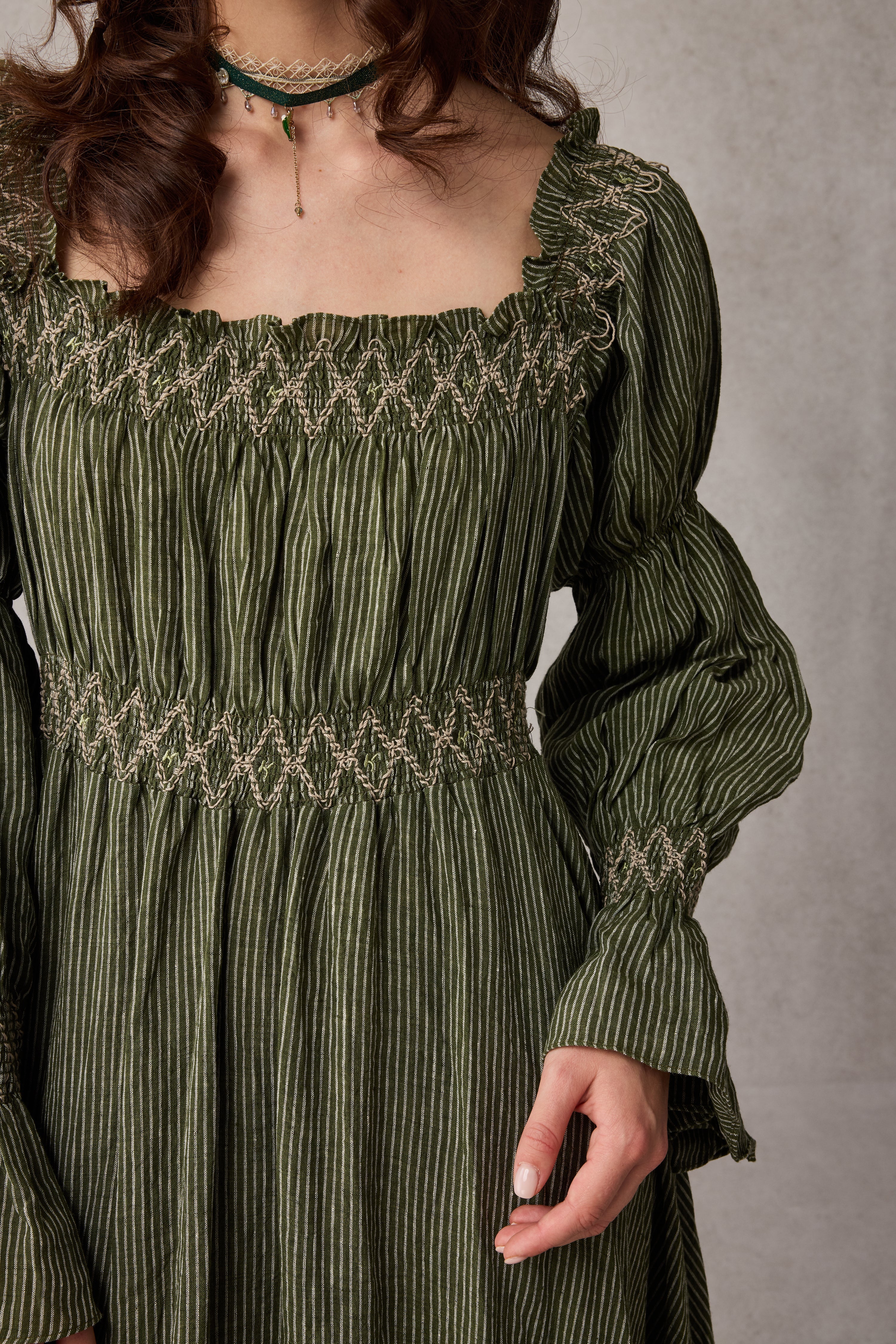 Cloud 21 | smocking embroidery linen dress - Image 14