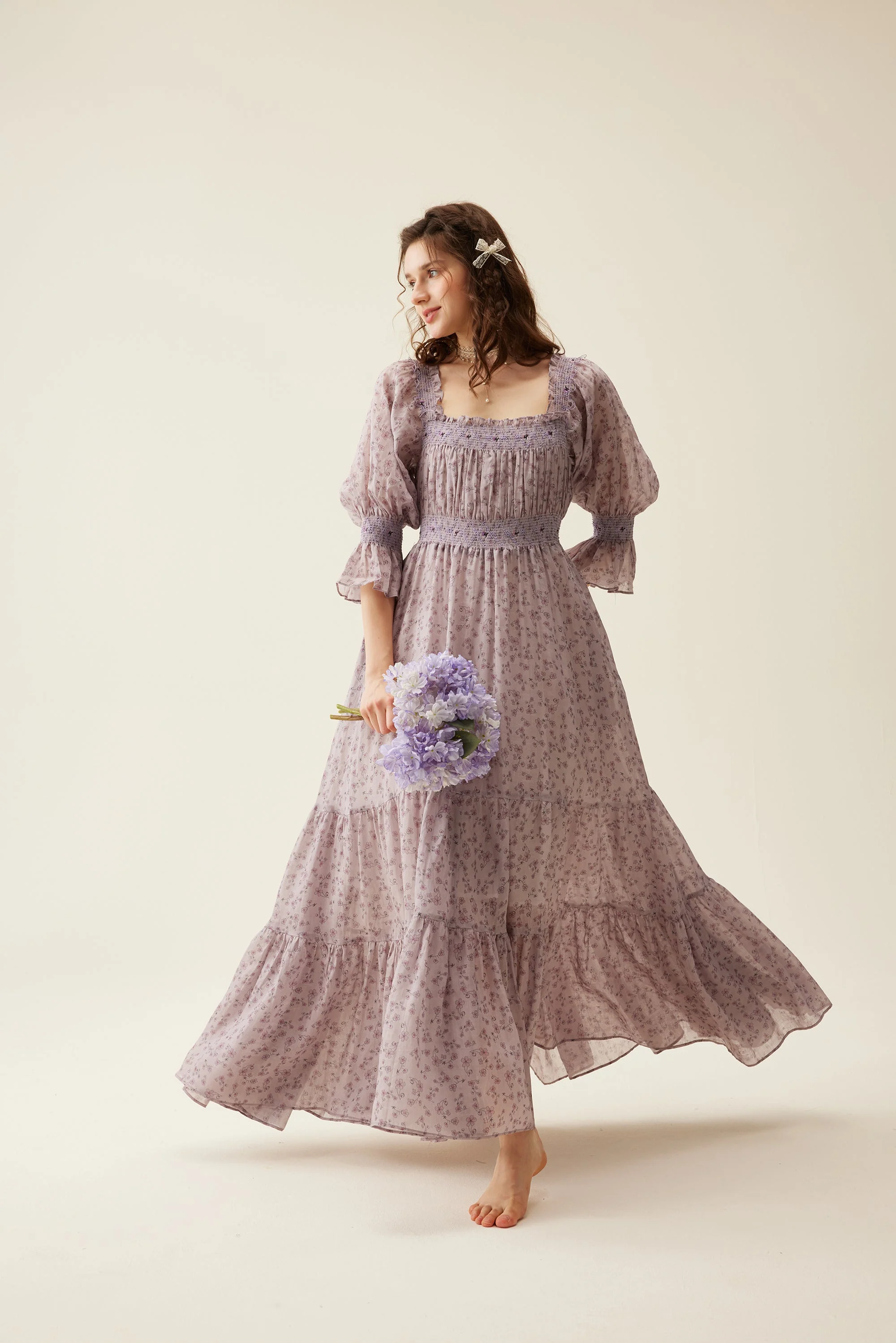 Cloud 21 | smocking embroidery linen dress - Image 42