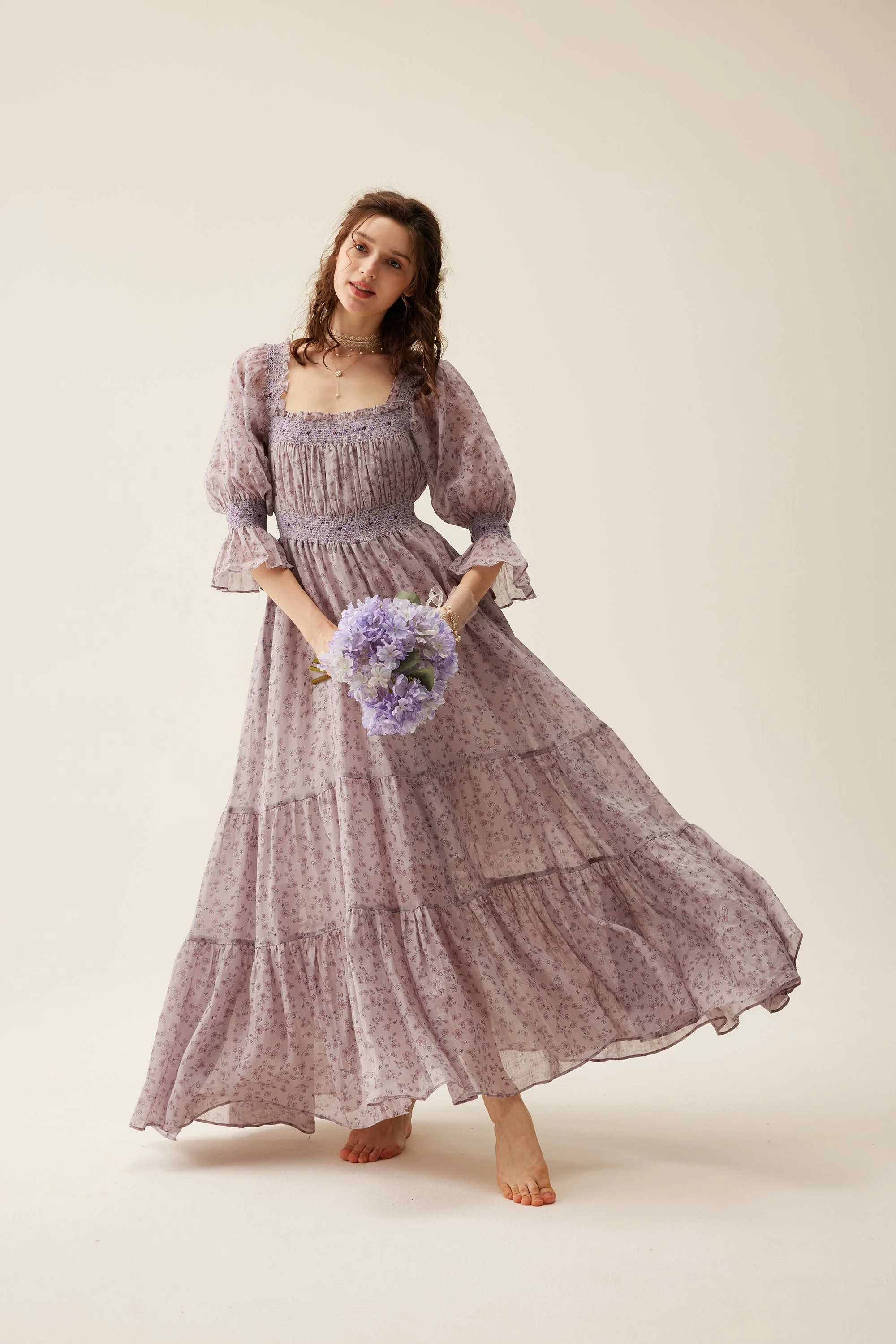 Cloud 21 | smocking embroidery linen dress - Image 43
