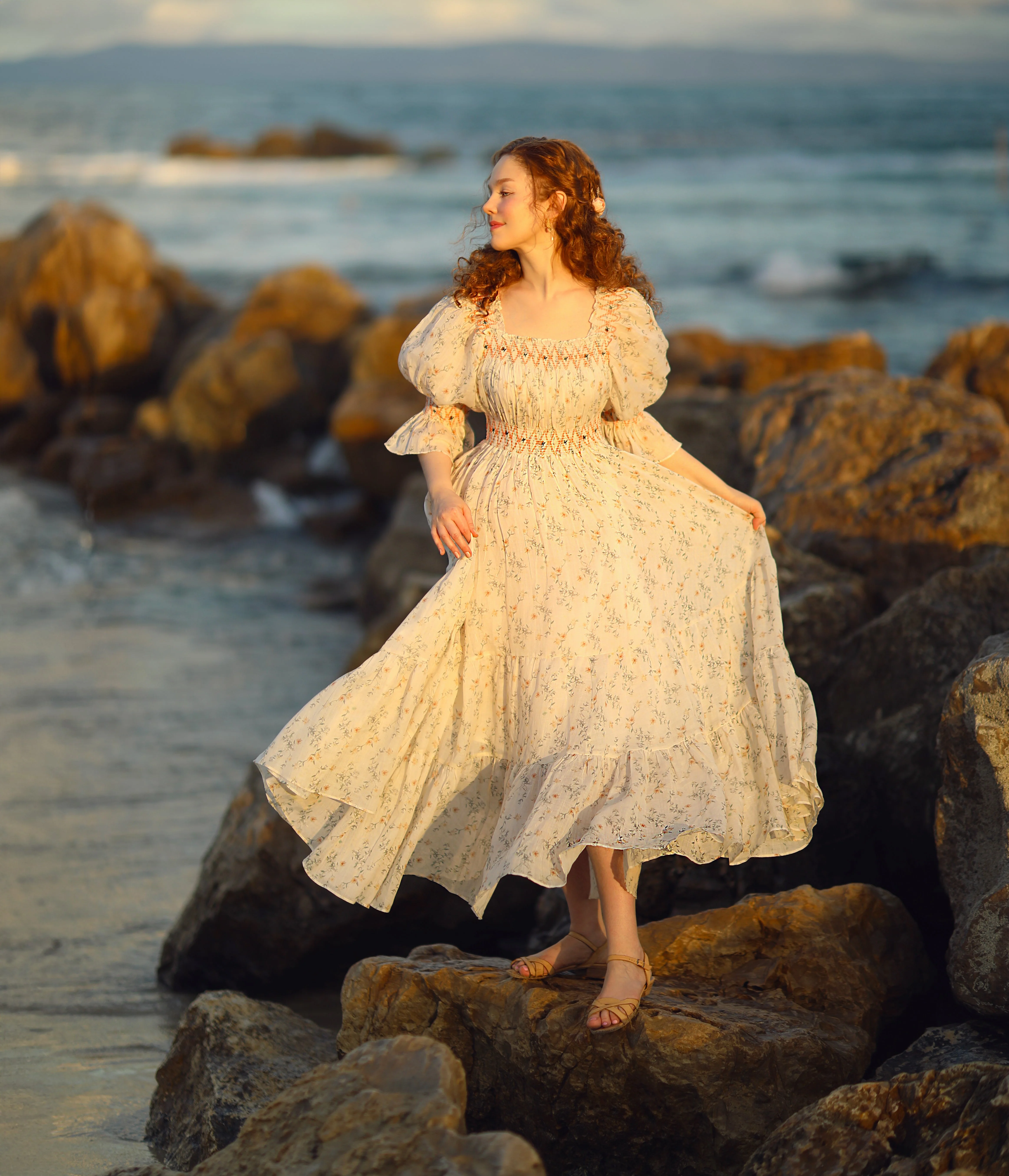 Cloud 21 | smocking embroidery linen dress - Image 49