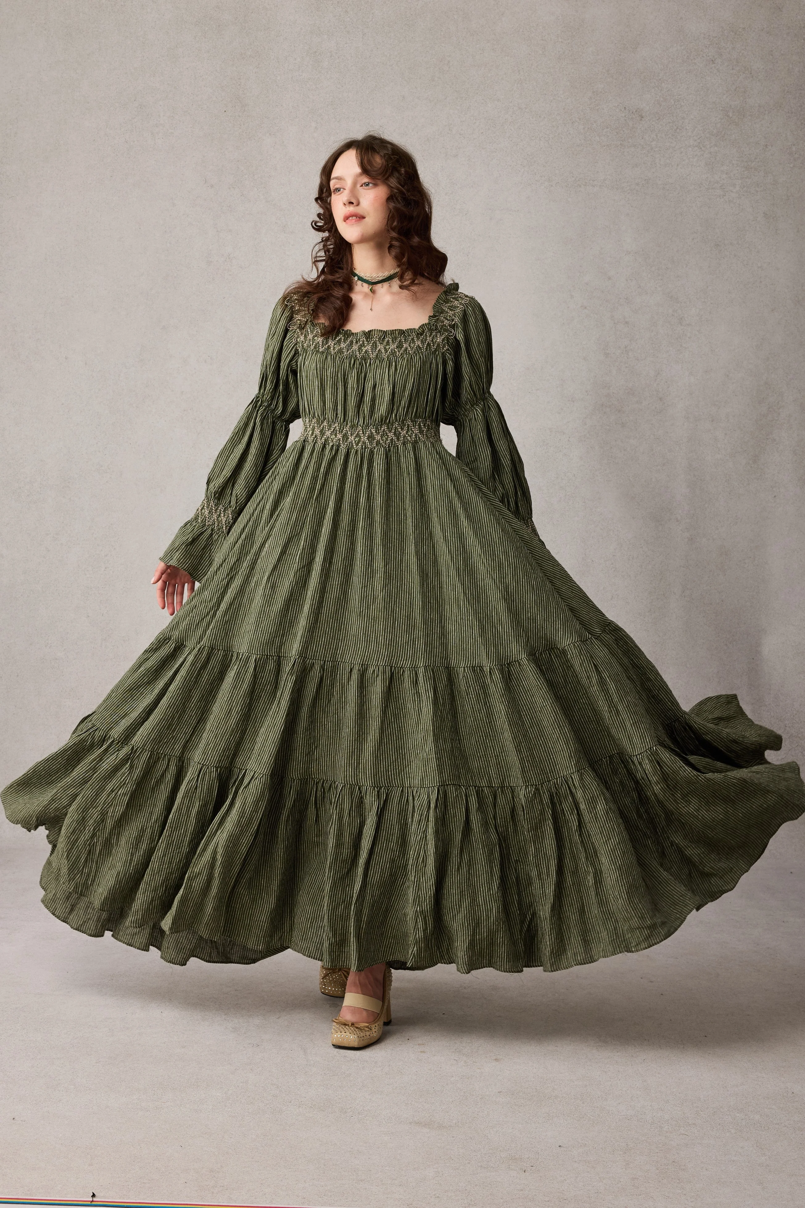 Cloud 21 | smocking embroidery linen dress - Image 24