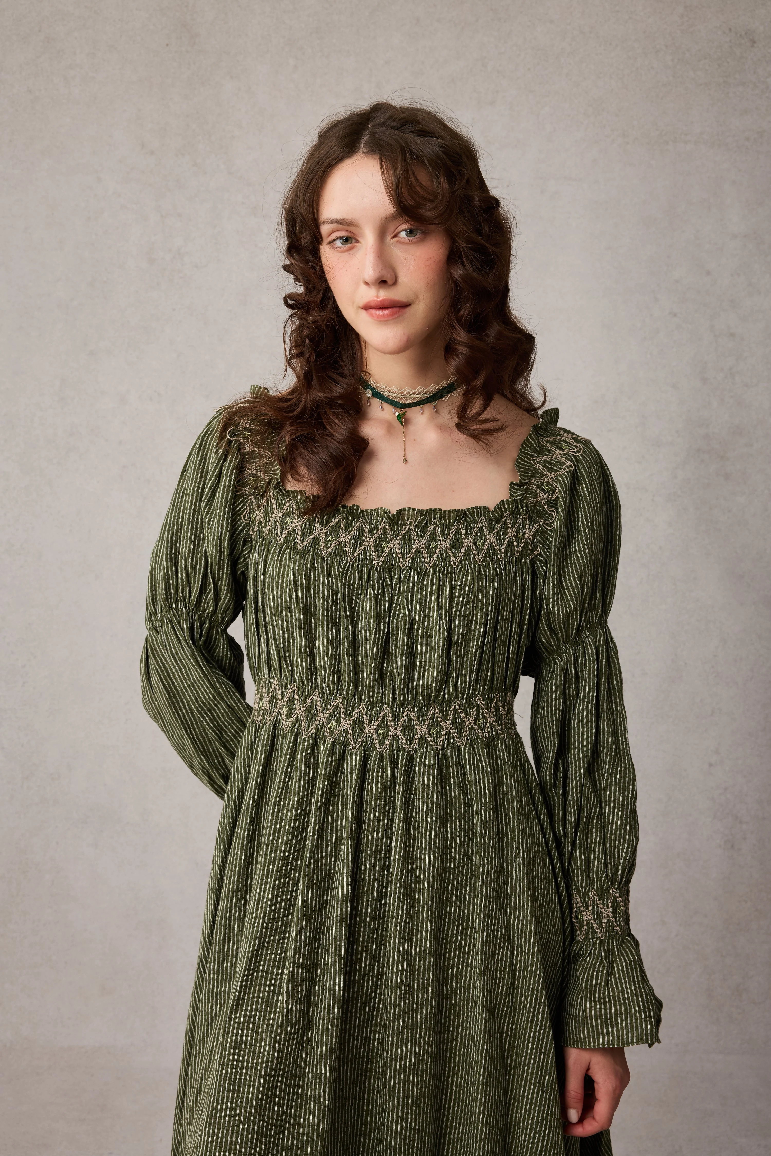 Cloud 21 | smocking embroidery linen dress - Image 28