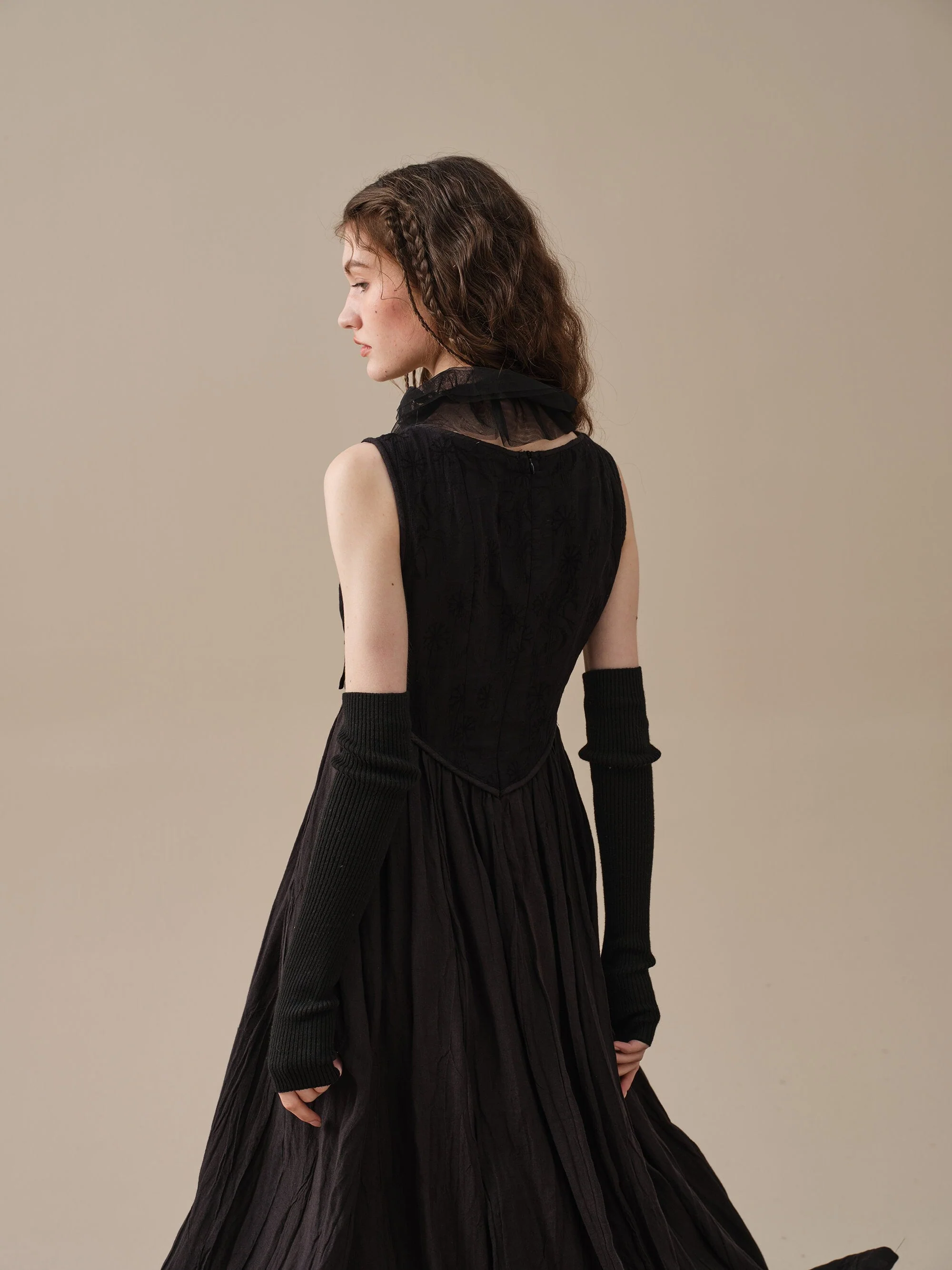 Anis 23 | Lace-up Jacquard Linen Corset Dress - Image 13
