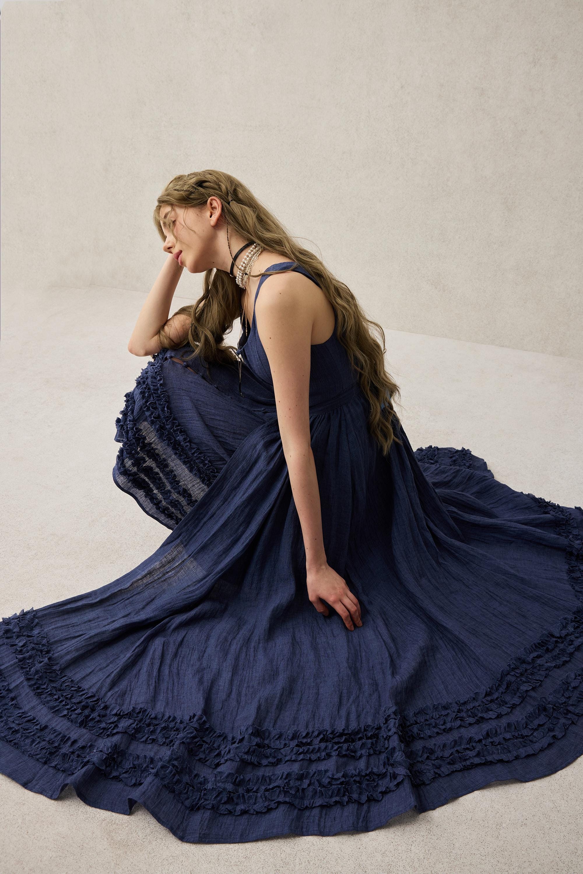 Wearable Poetry 17 | Ruffled linen dress & skirt （2 pieces) - Image 10
