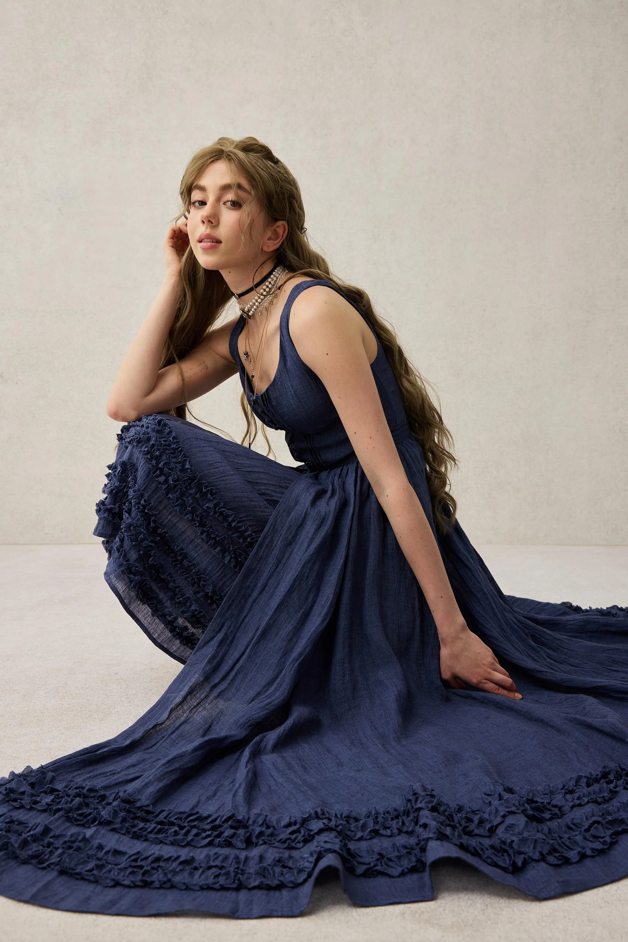 Wearable Poetry 17 | Ruffled linen dress & skirt （2 pieces) - Image 3