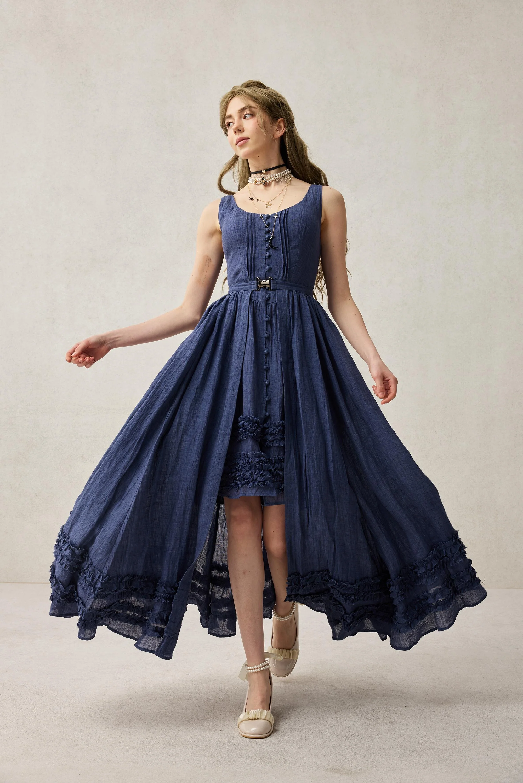 Wearable Poetry 17 | Ruffled linen dress & skirt （2 pieces) - Image 5
