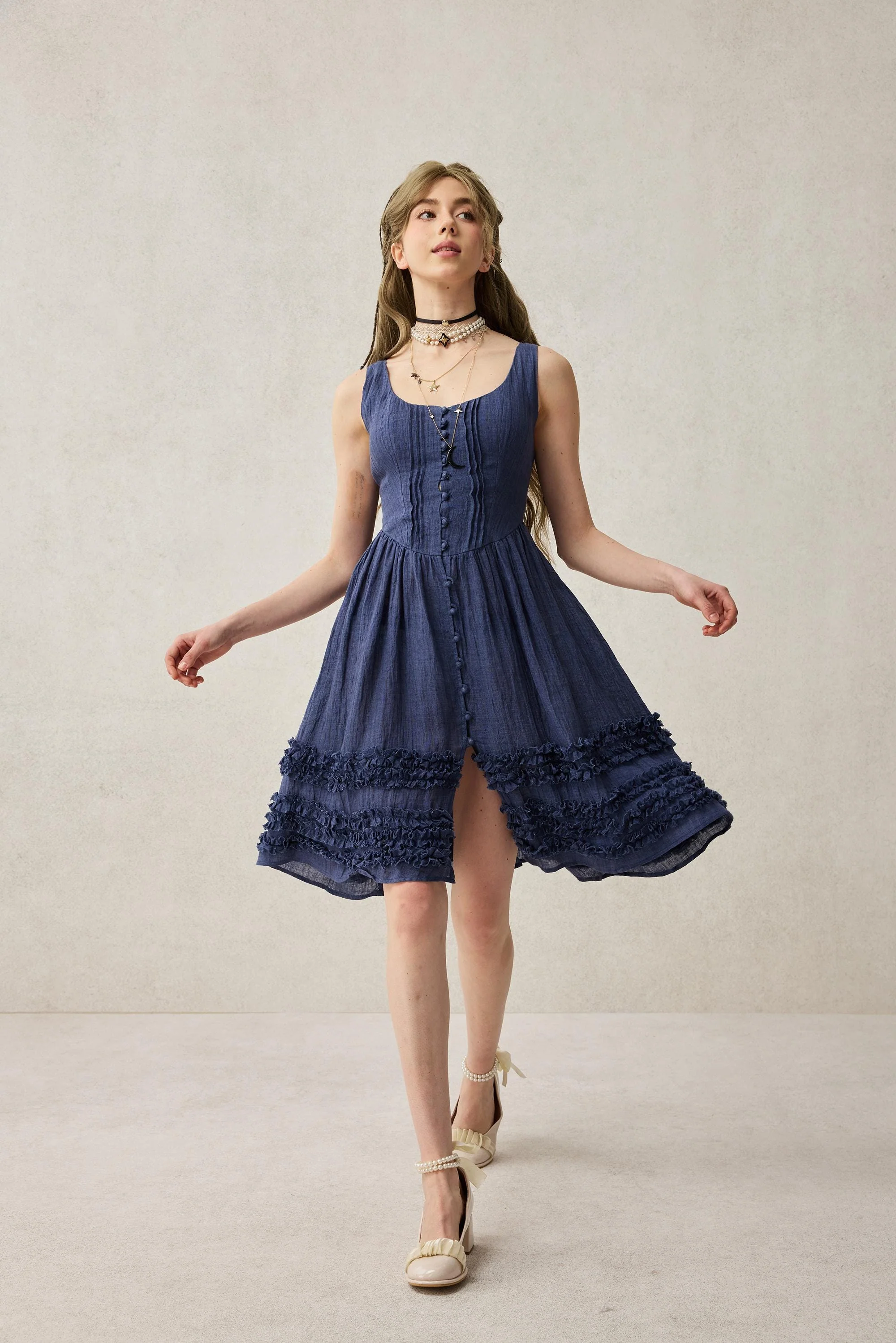 Wearable Poetry 17 | Ruffled linen dress & skirt （2 pieces) - Image 7