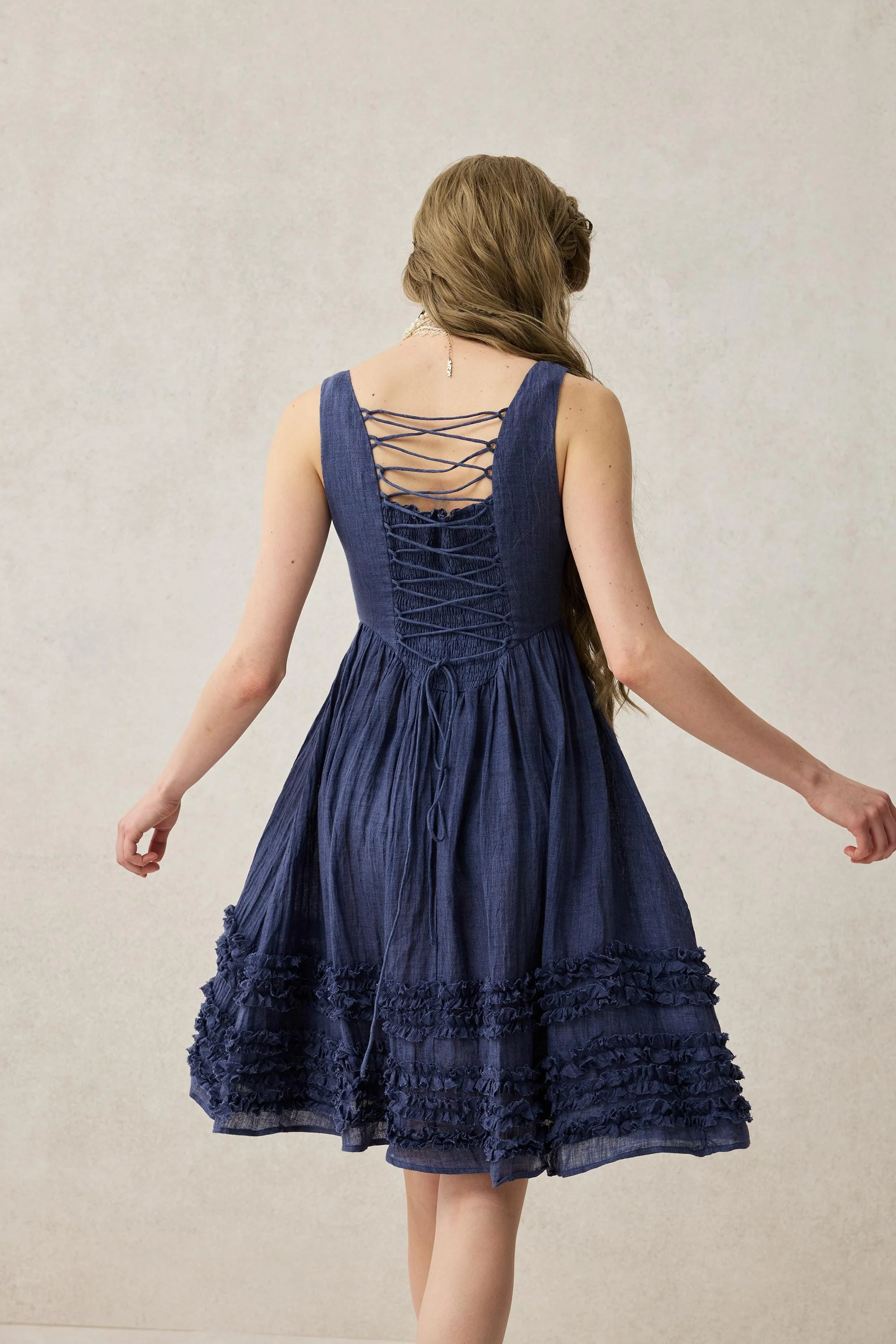 Wearable Poetry 17 | Ruffled linen dress & skirt （2 pieces) - Image 8