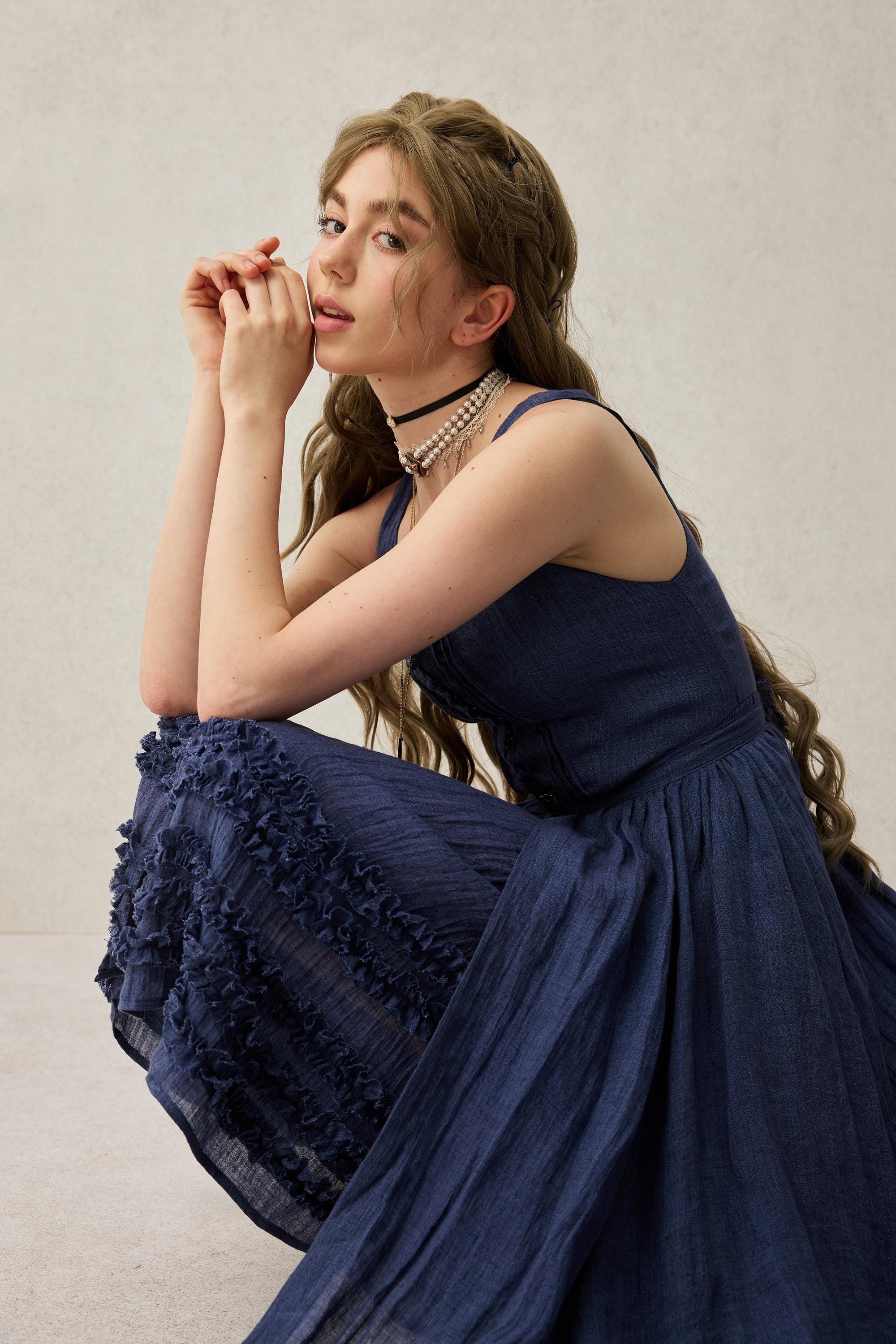 Wearable Poetry 17 | Ruffled linen dress & skirt （2 pieces) - Image 9