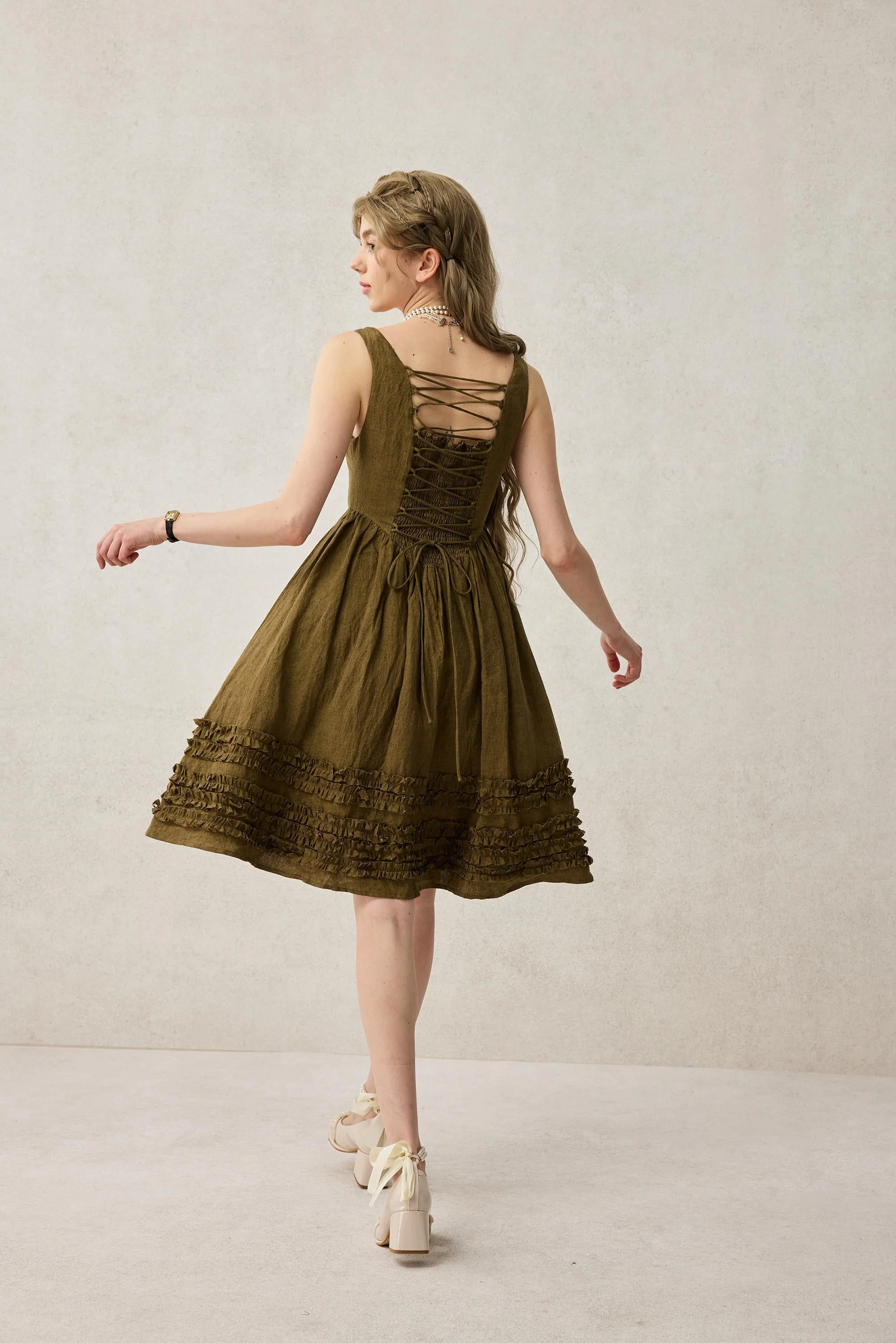 Wearable Poetry 17 | Ruffled linen dress & skirt （2 pieces) - Image 13