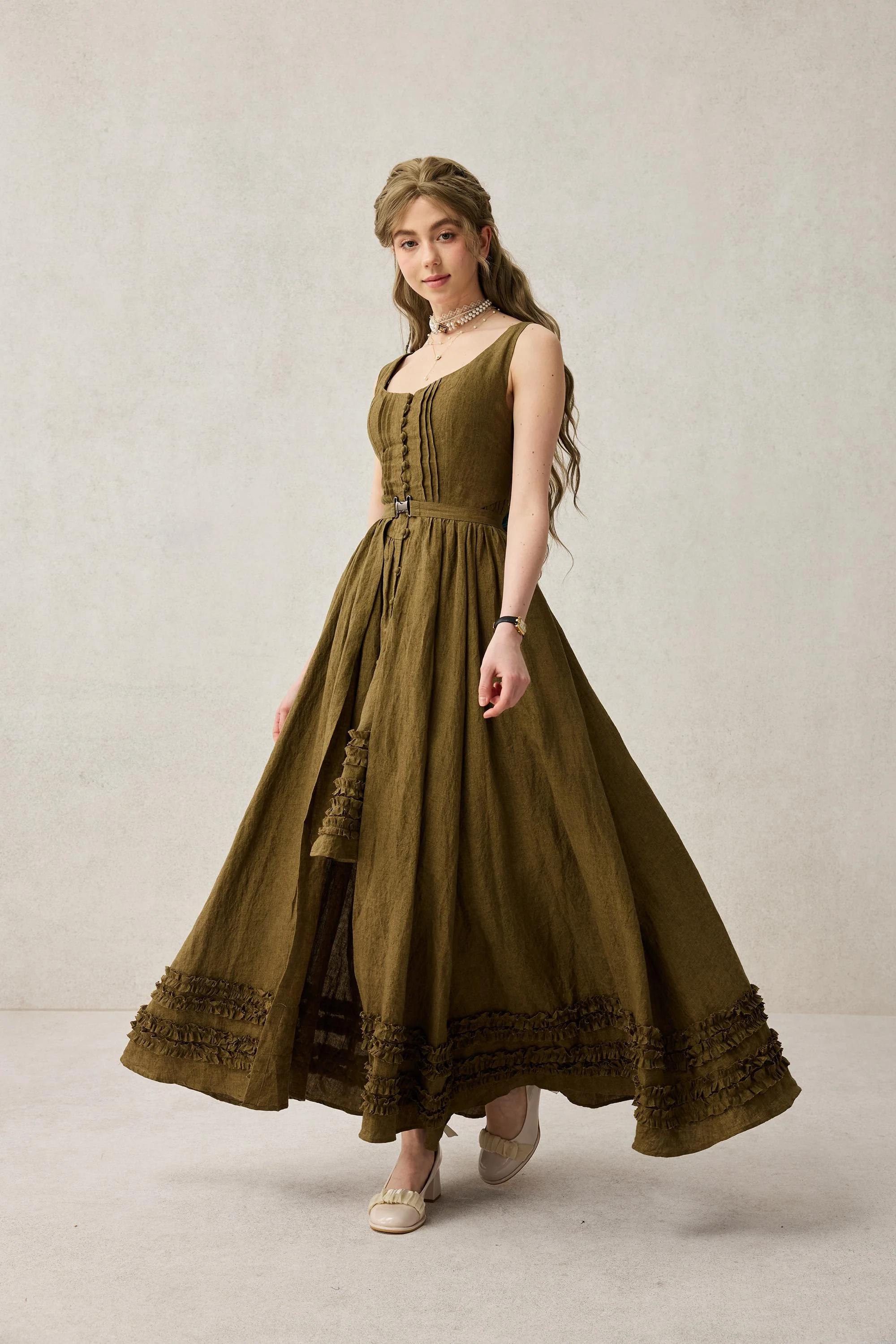 Wearable Poetry 17 | Ruffled linen dress & skirt （2 pieces) - Image 15