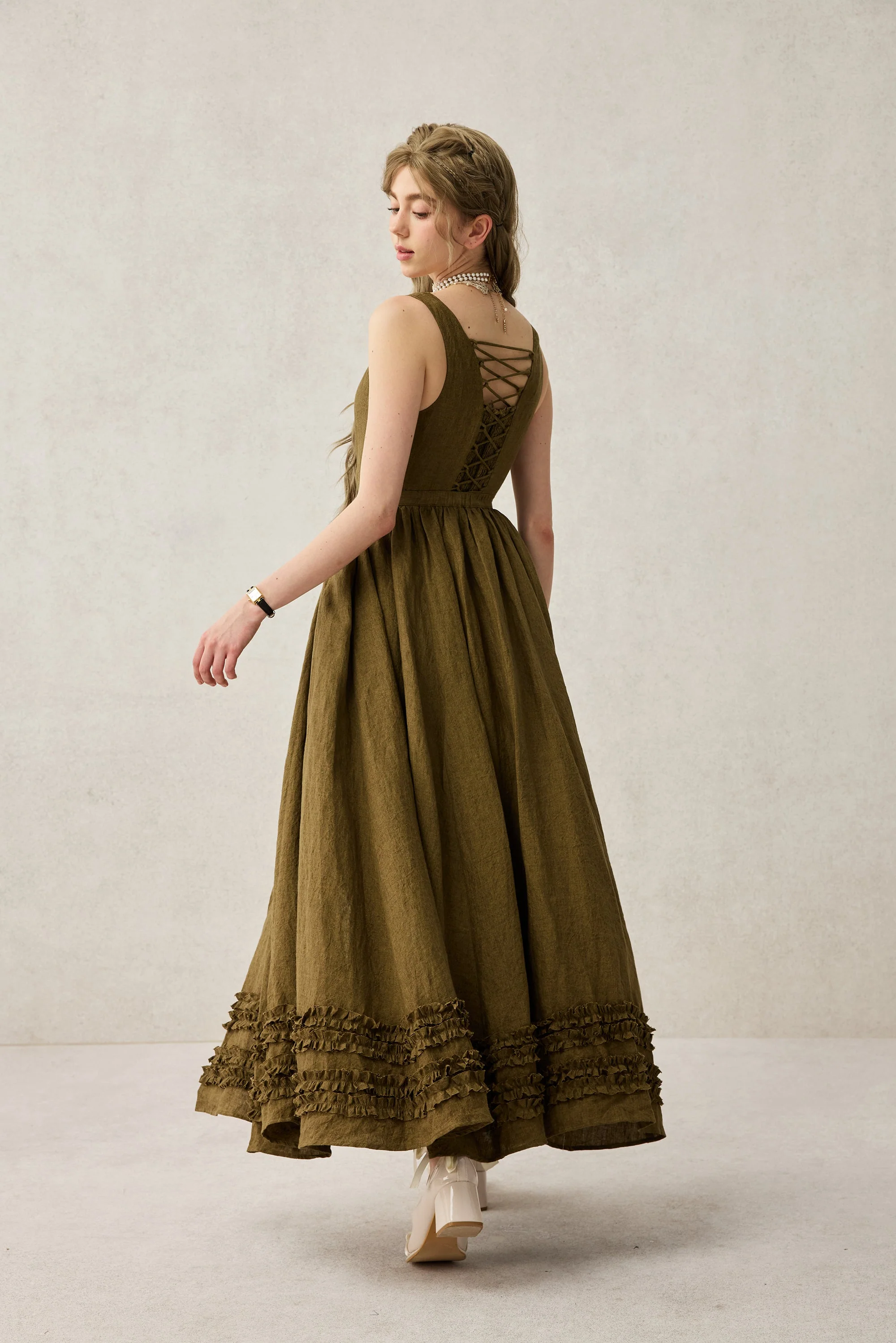 Wearable Poetry 17 | Ruffled linen dress & skirt （2 pieces) - Image 16