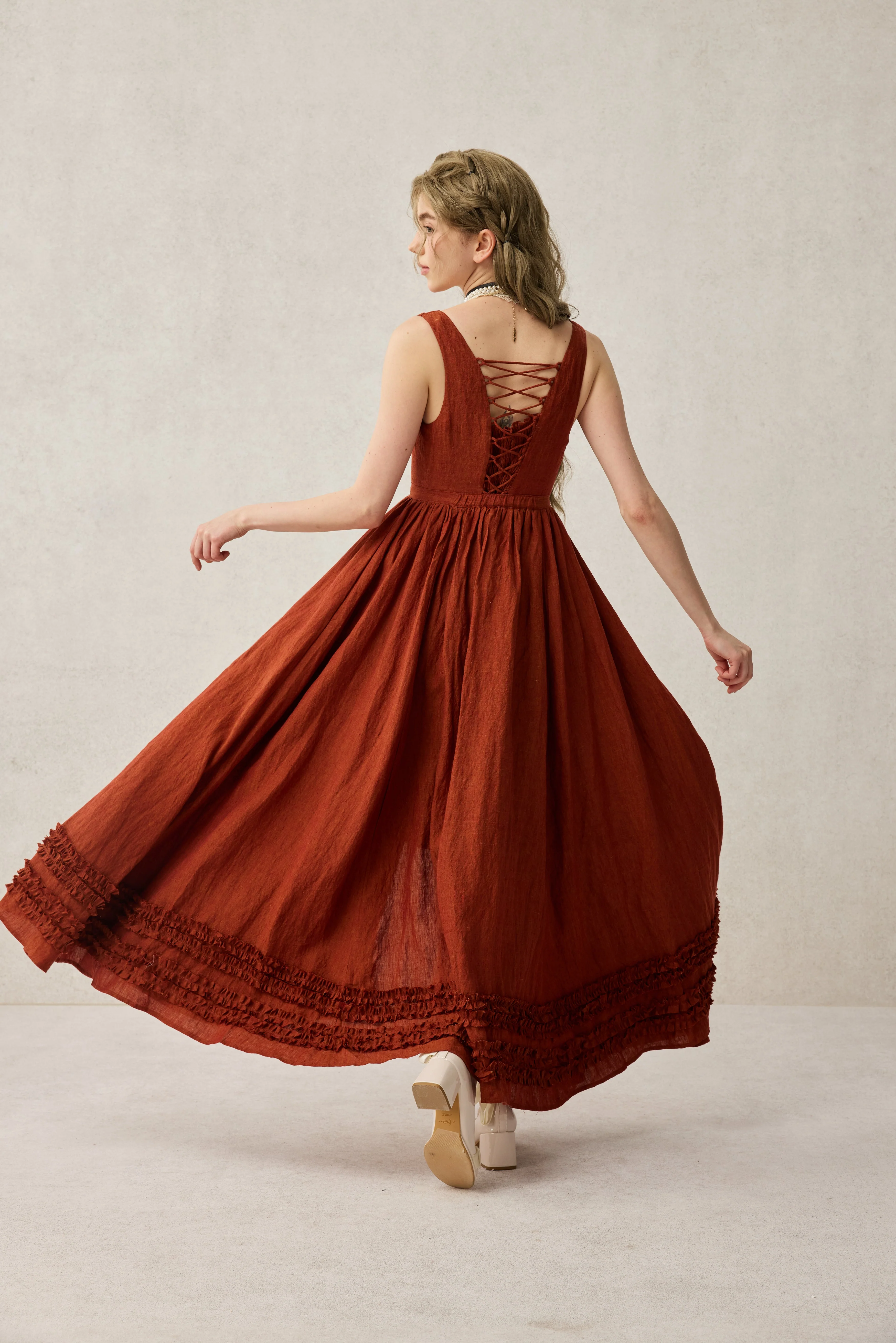Wearable Poetry 17 | Ruffled linen dress & skirt （2 pieces) - Image 19