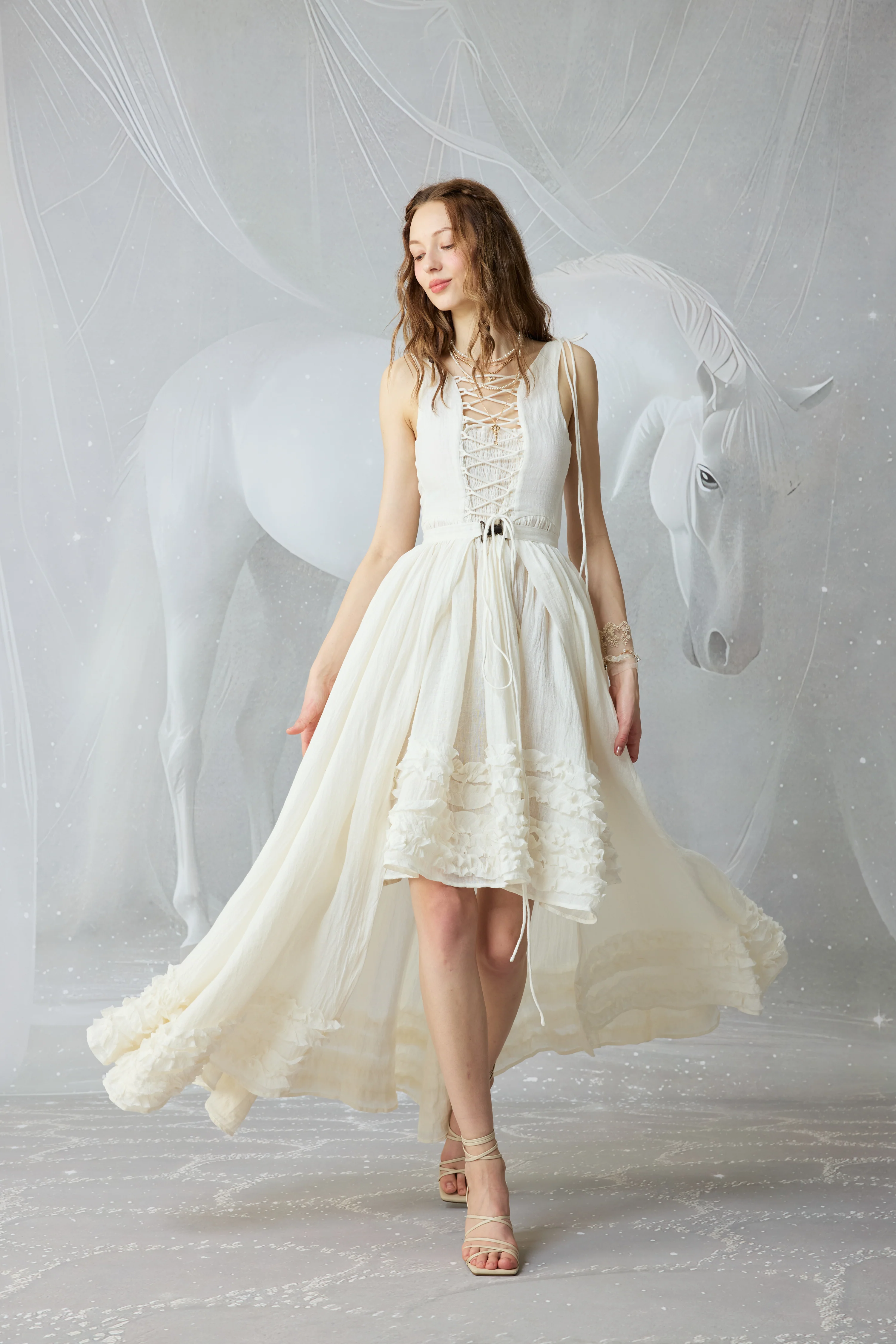 Wearable Poetry 17 | Ruffled linen dress & skirt （2 pieces) - Image 22