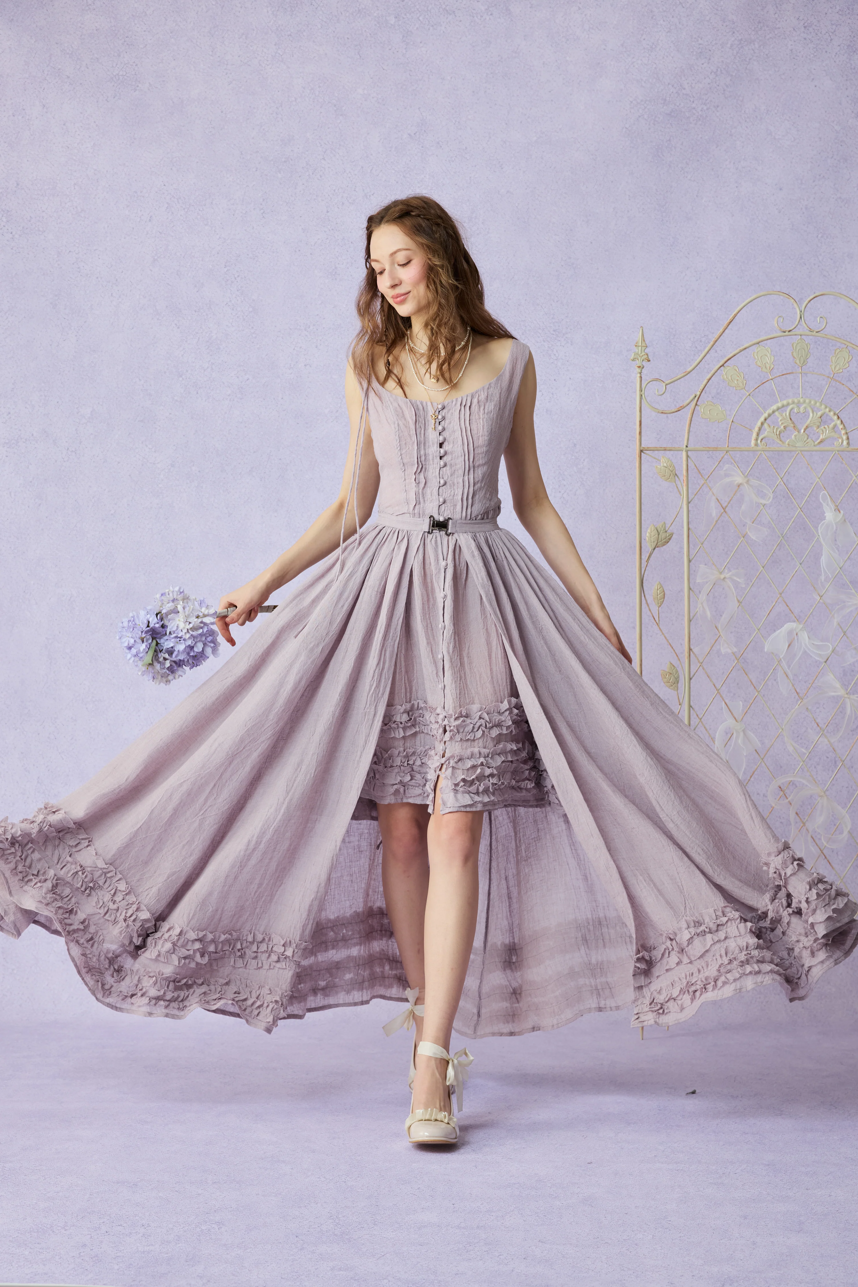 Wearable Poetry 17 | Ruffled linen dress & skirt （2 pieces) - Image 17