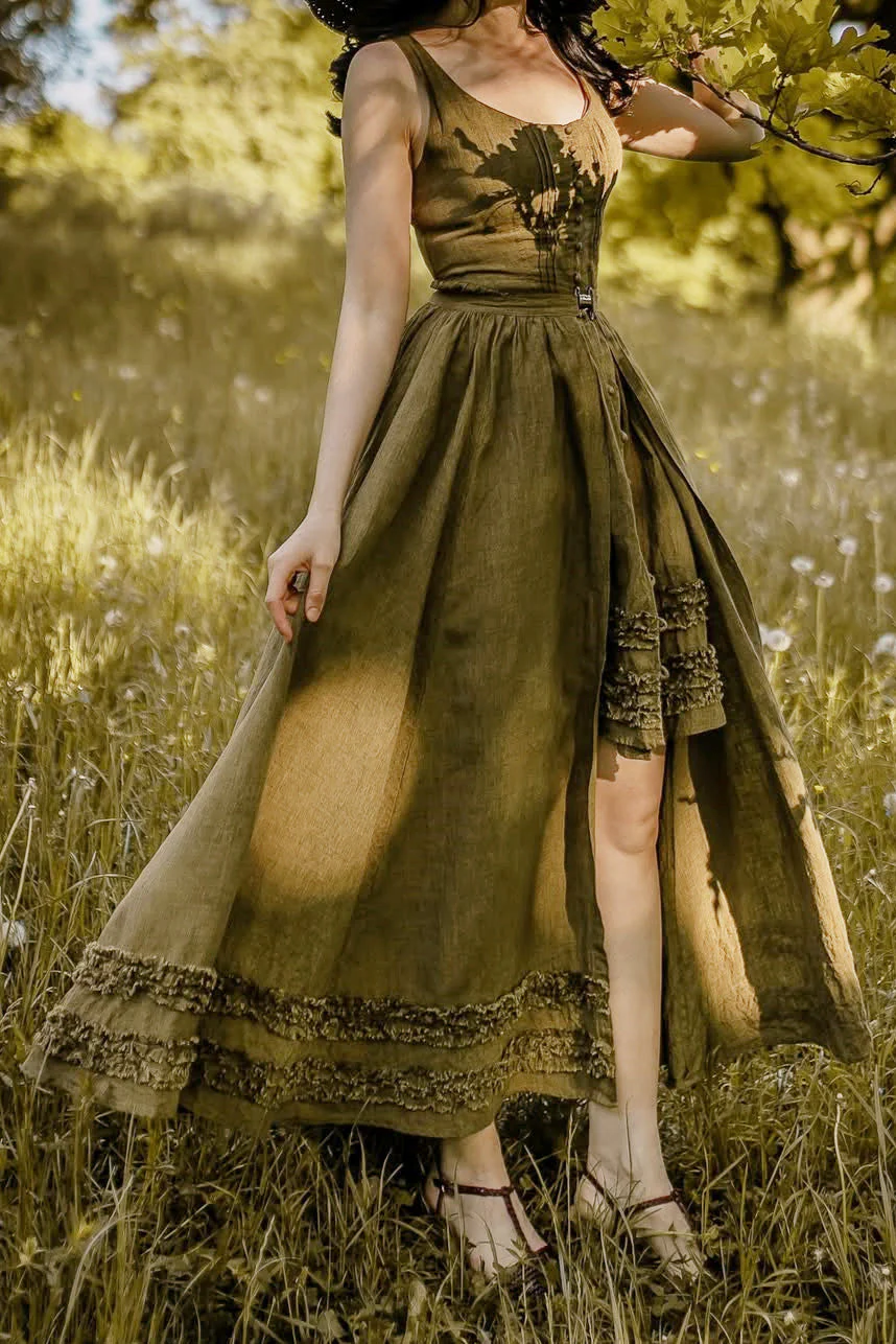 Wearable Poetry 17 | Ruffled linen dress & skirt （2 pieces) - Image 6