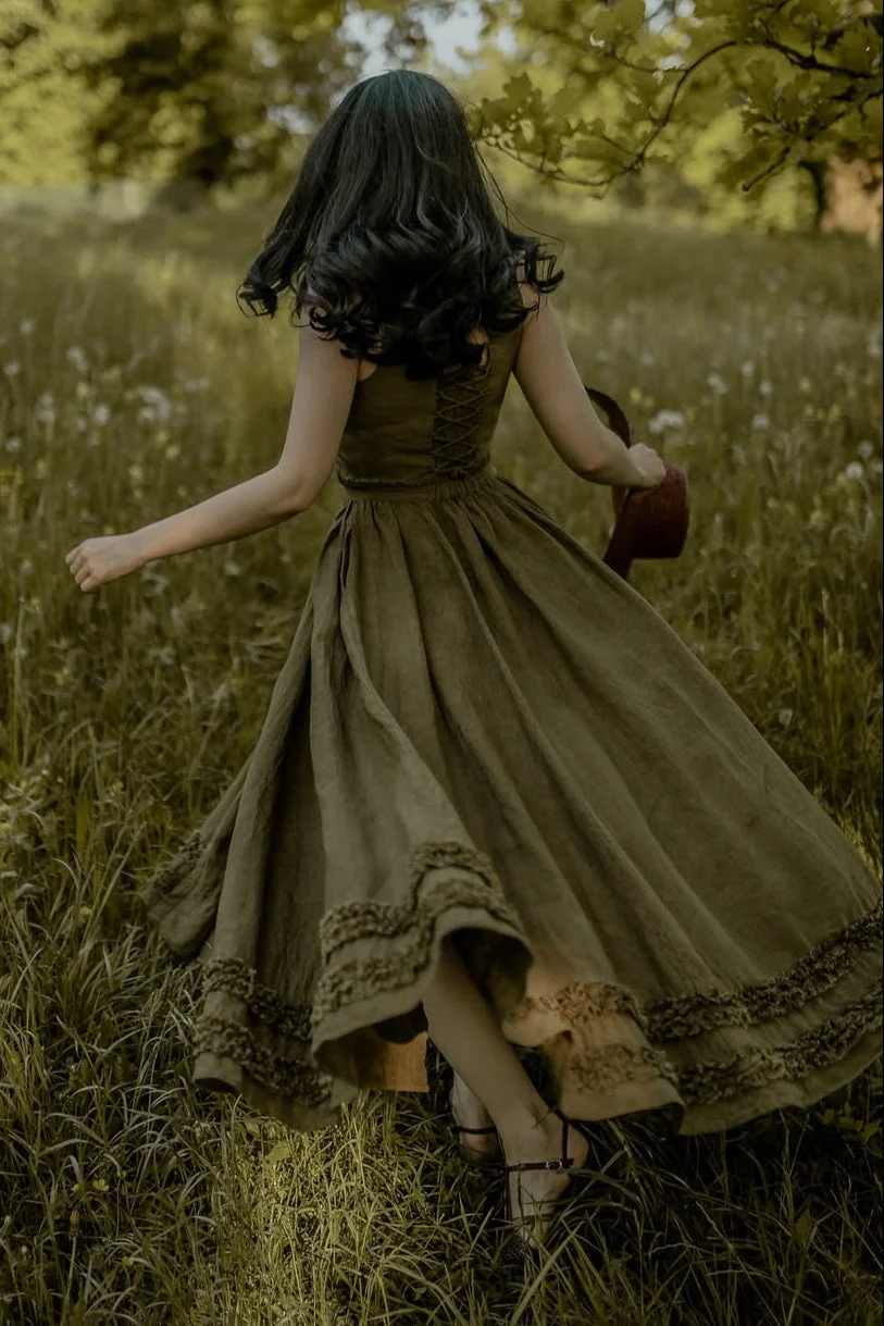 Wearable Poetry 17 | Ruffled linen dress & skirt （2 pieces) - Image 8