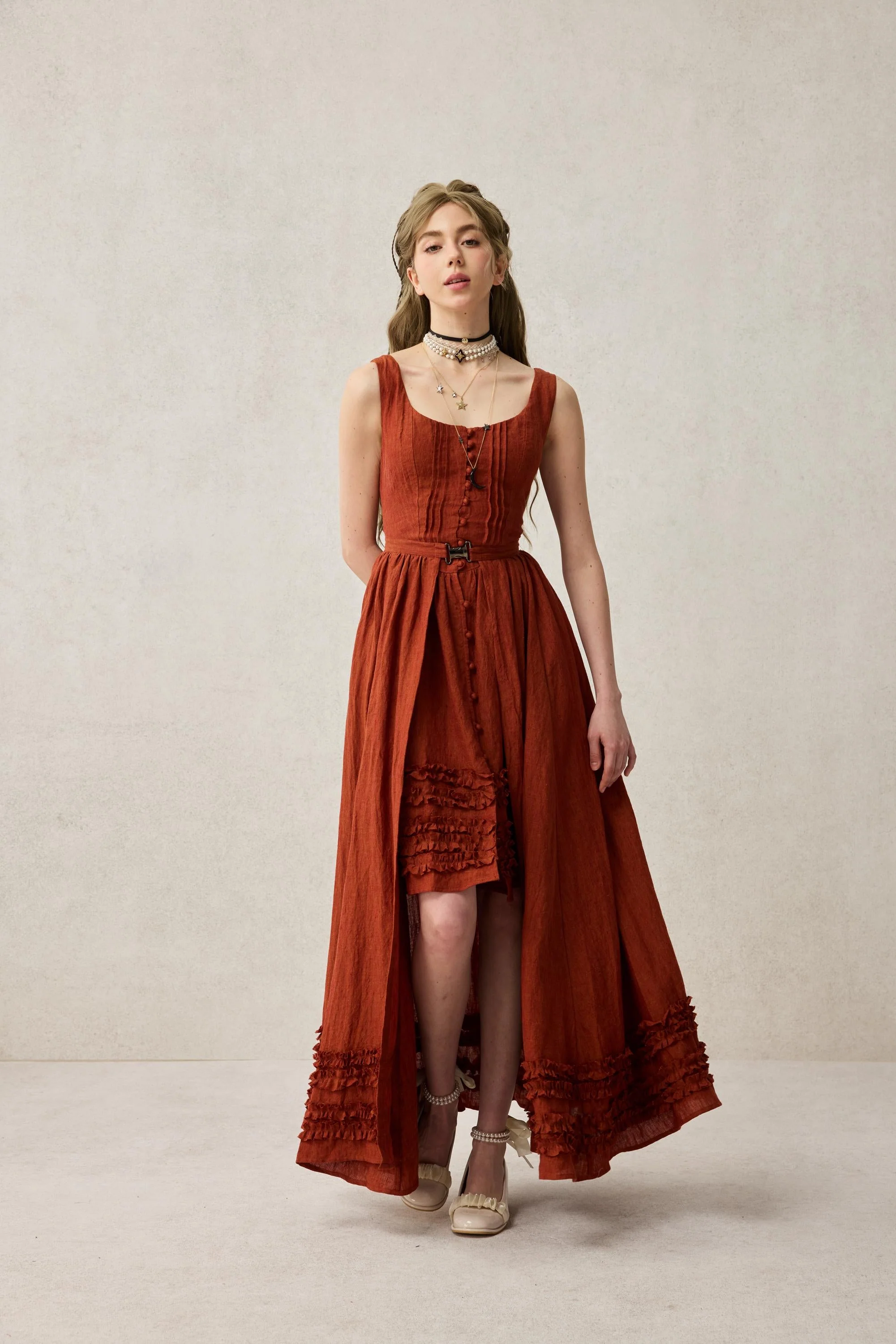 Wearable Poetry 17 | Ruffled linen dress & skirt （2 pieces) - Image 6