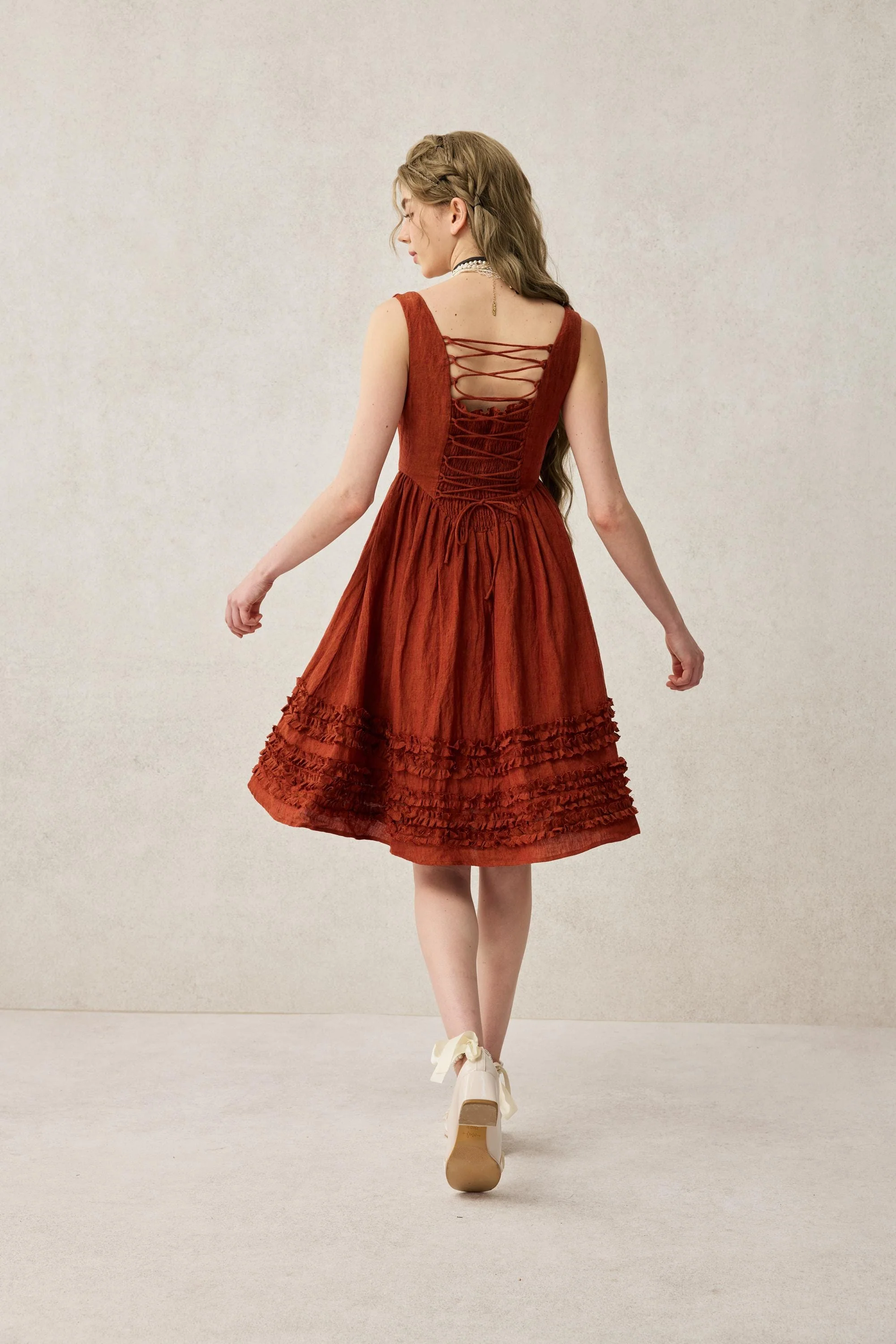 Wearable Poetry 17 | Ruffled linen dress & skirt （2 pieces) - Image 9