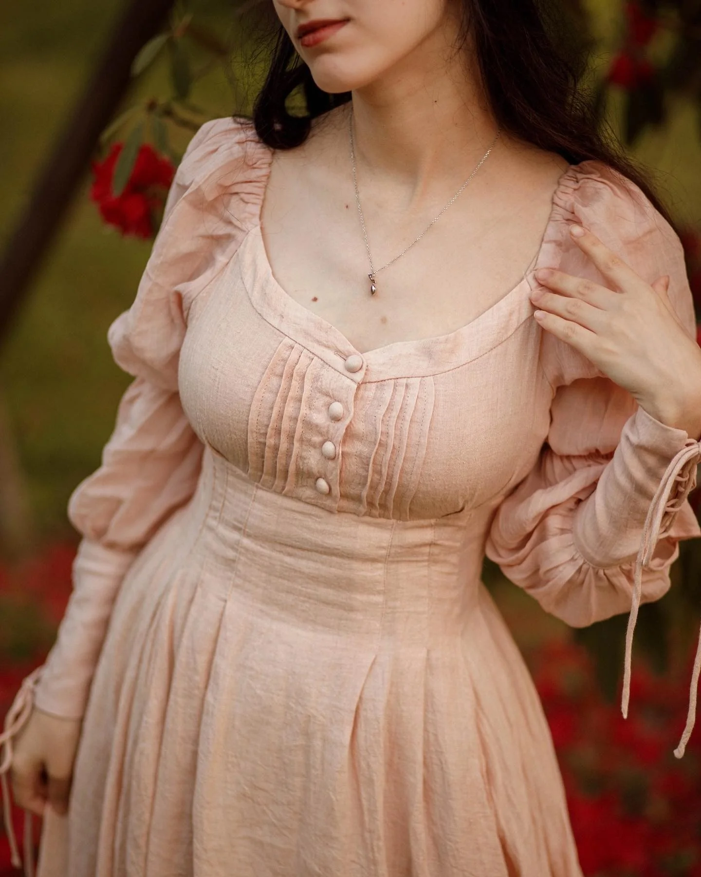 Sakura 21 | Lace-up maxi linen dress - Image 17