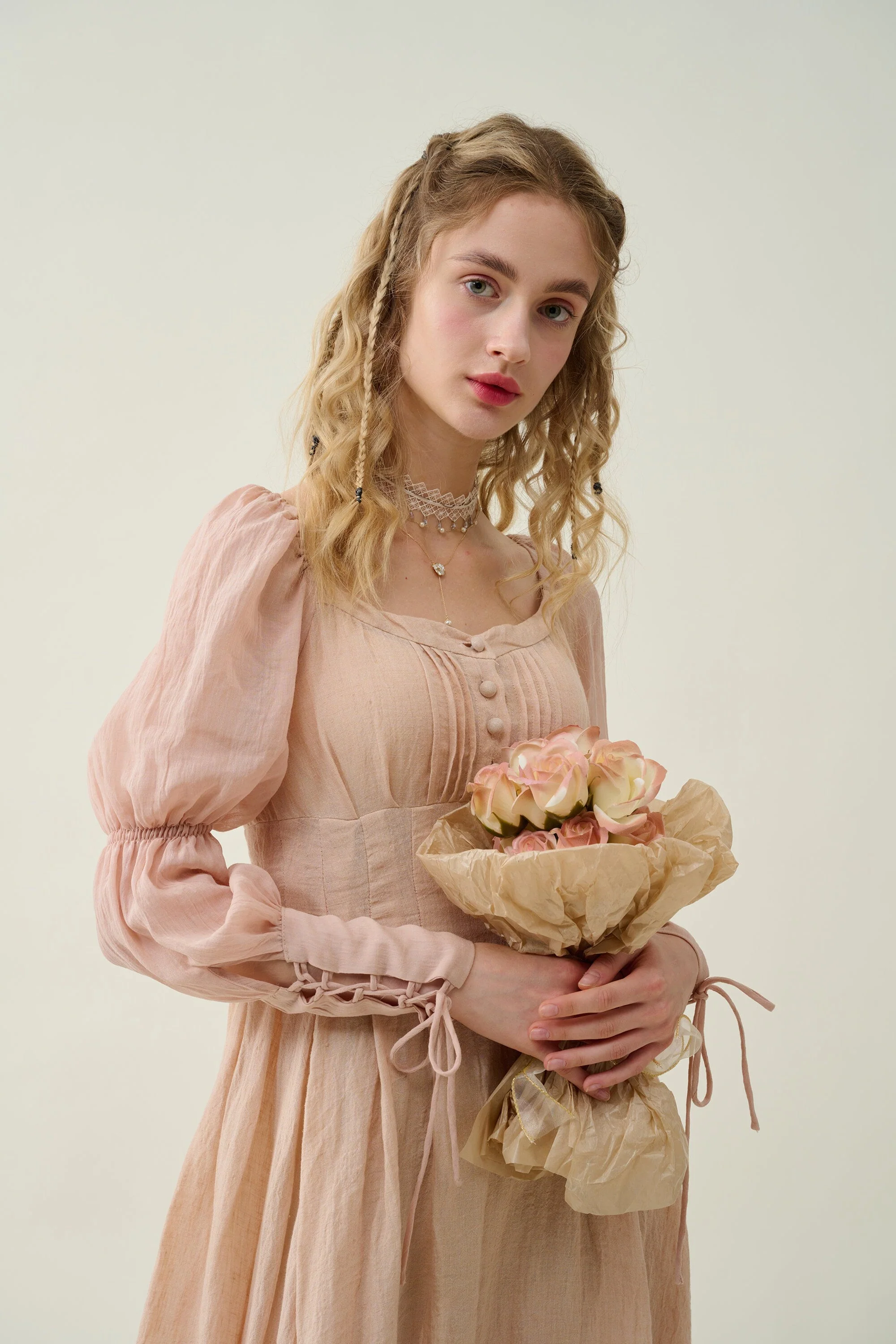 Sakura 21 | Lace-up maxi linen dress - Image 19