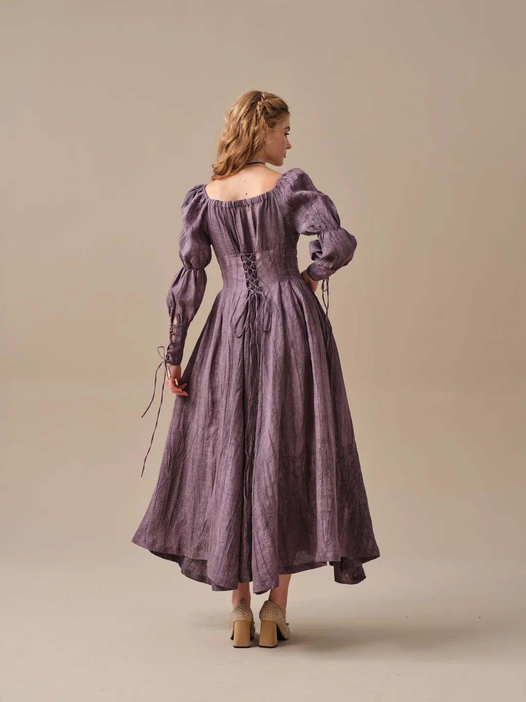 Sakura 21 | Lace-up maxi linen dress - Image 31