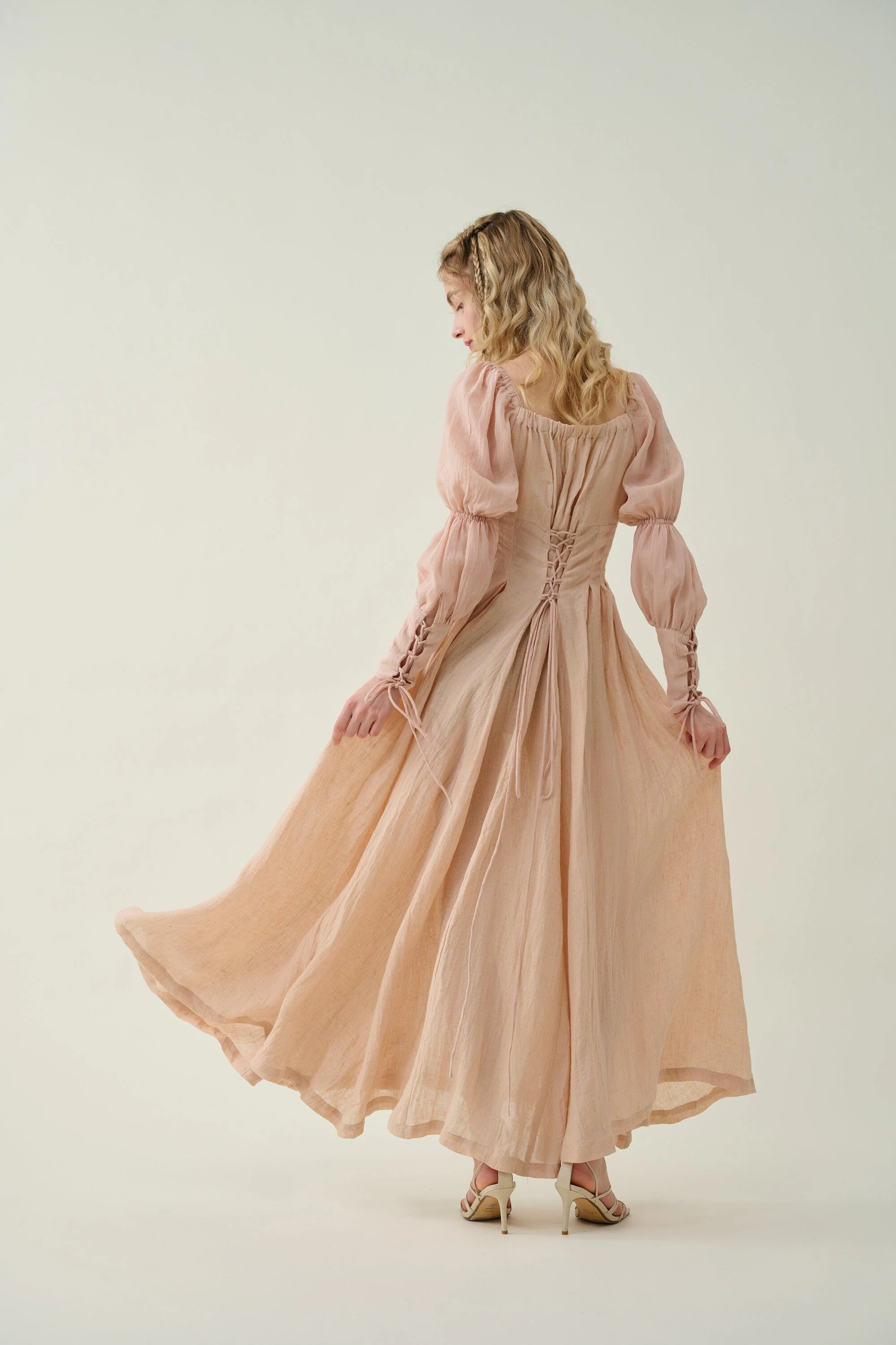 Sakura 21 | Lace-up maxi linen dress - Image 4