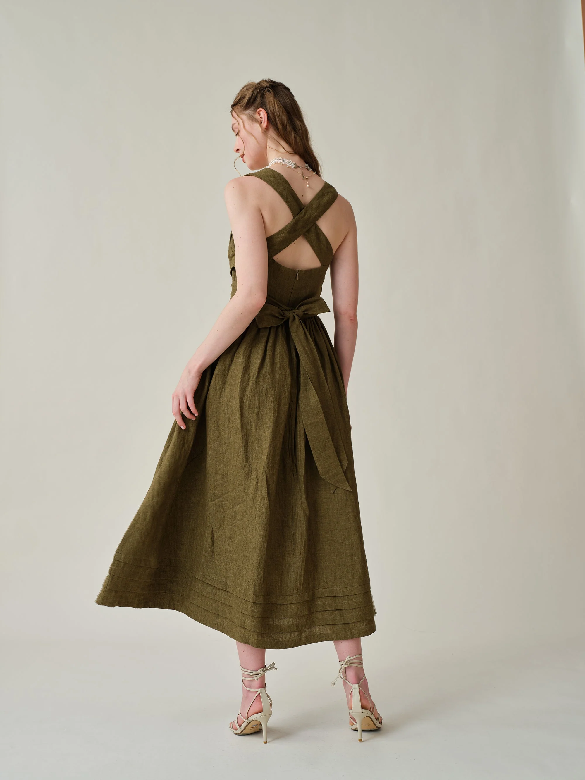 Vetiver 23 | cross back linen dress - Image 14