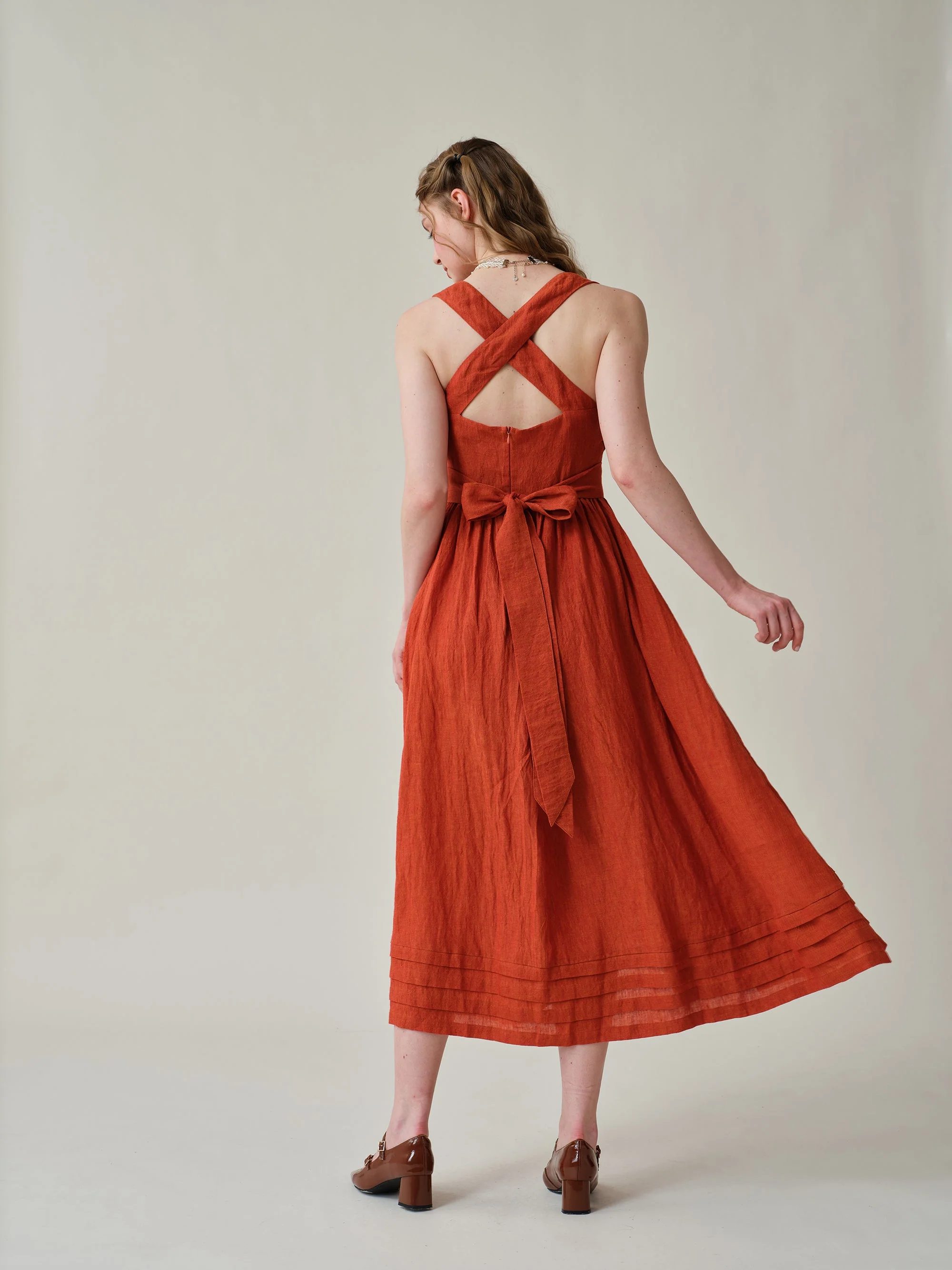 Vetiver 23 | cross back linen dress - Image 16