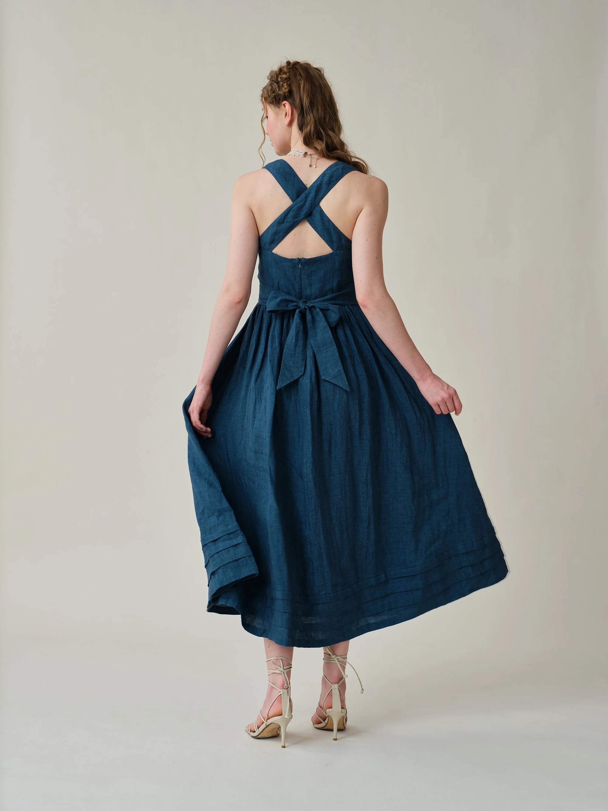 Vetiver 23 | cross back linen dress - Image 18