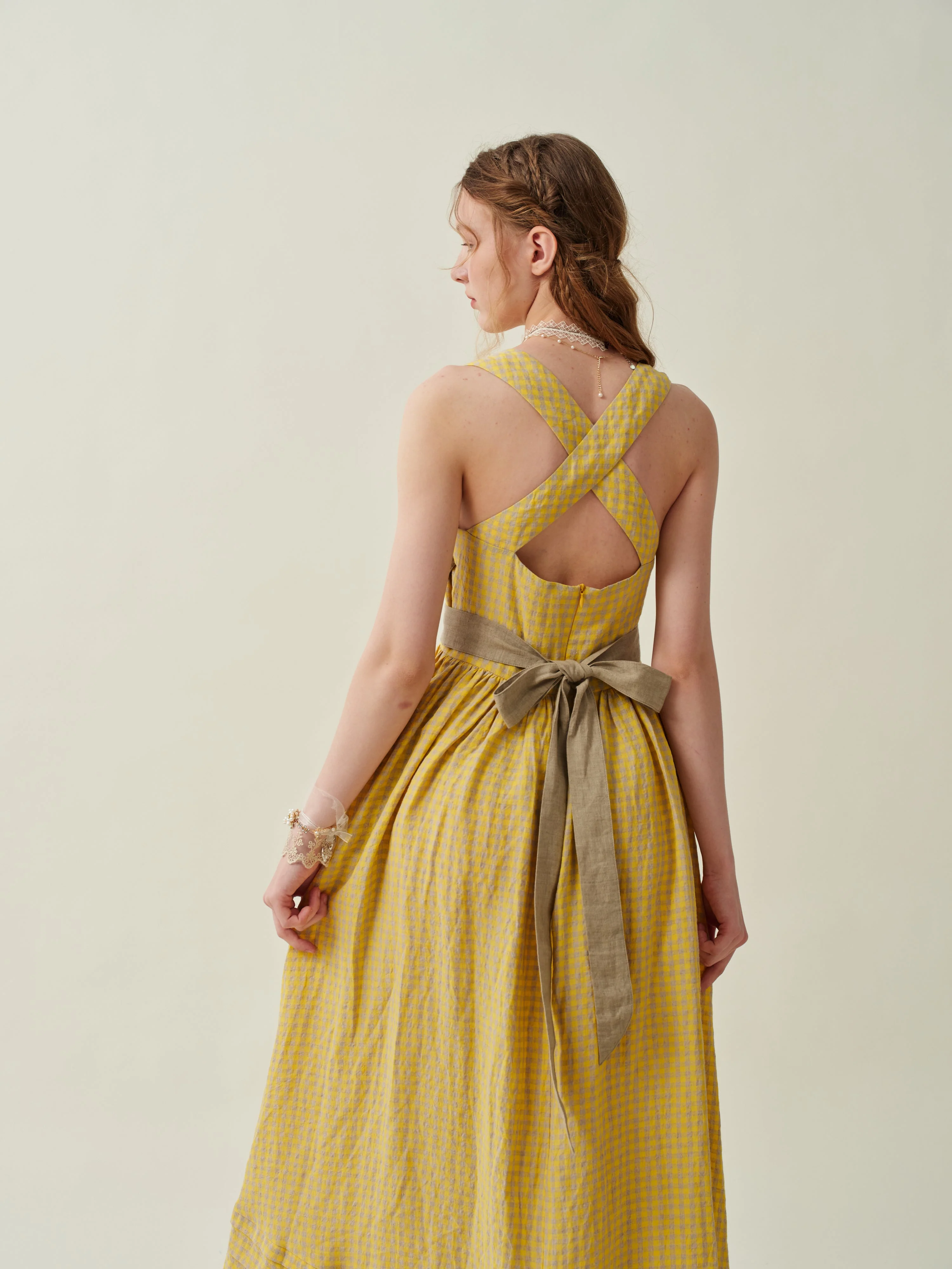 Vetiver 23 | cross back linen dress - Image 22
