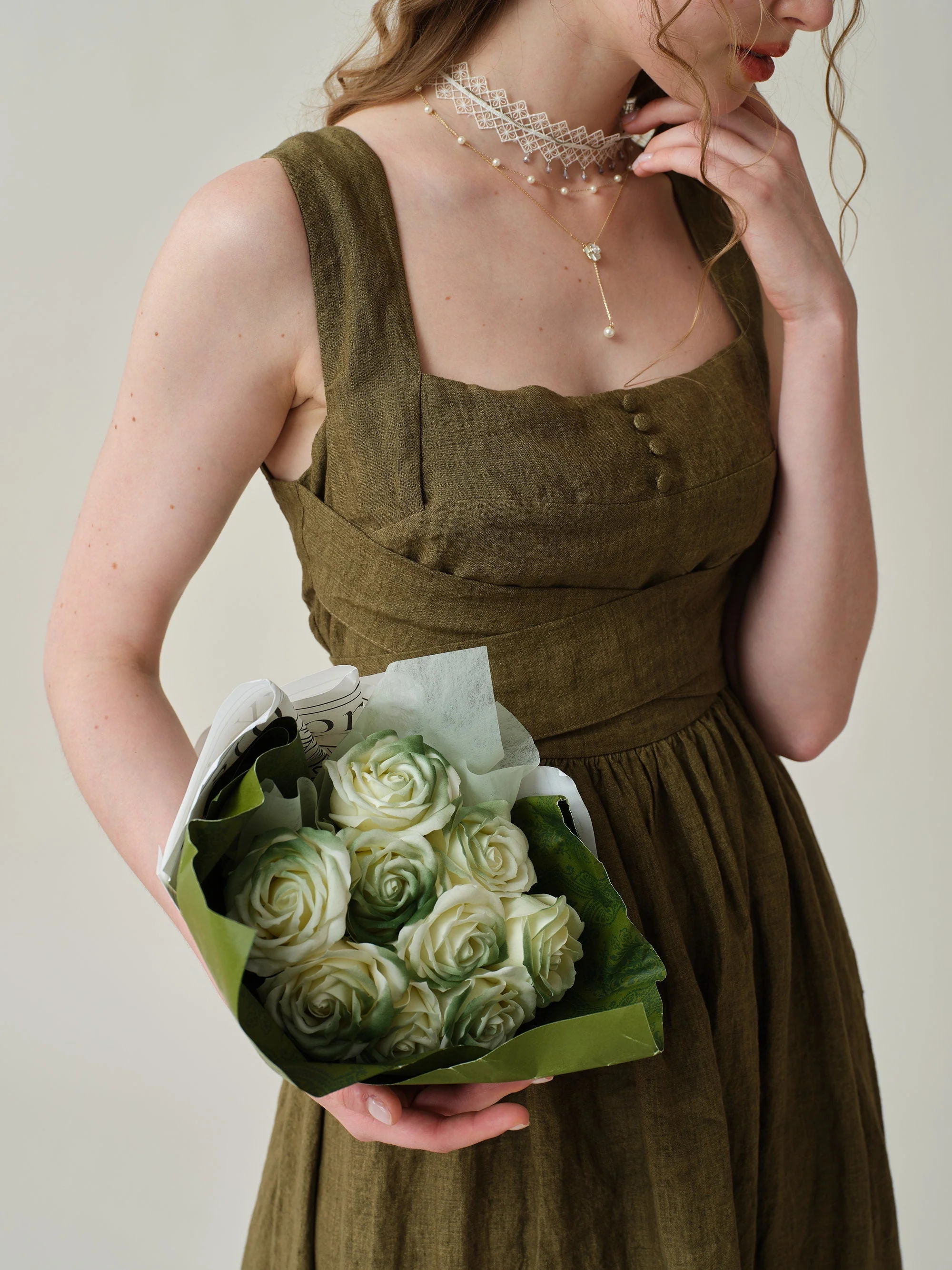 Vetiver 23 | cross back linen dress - Image 4