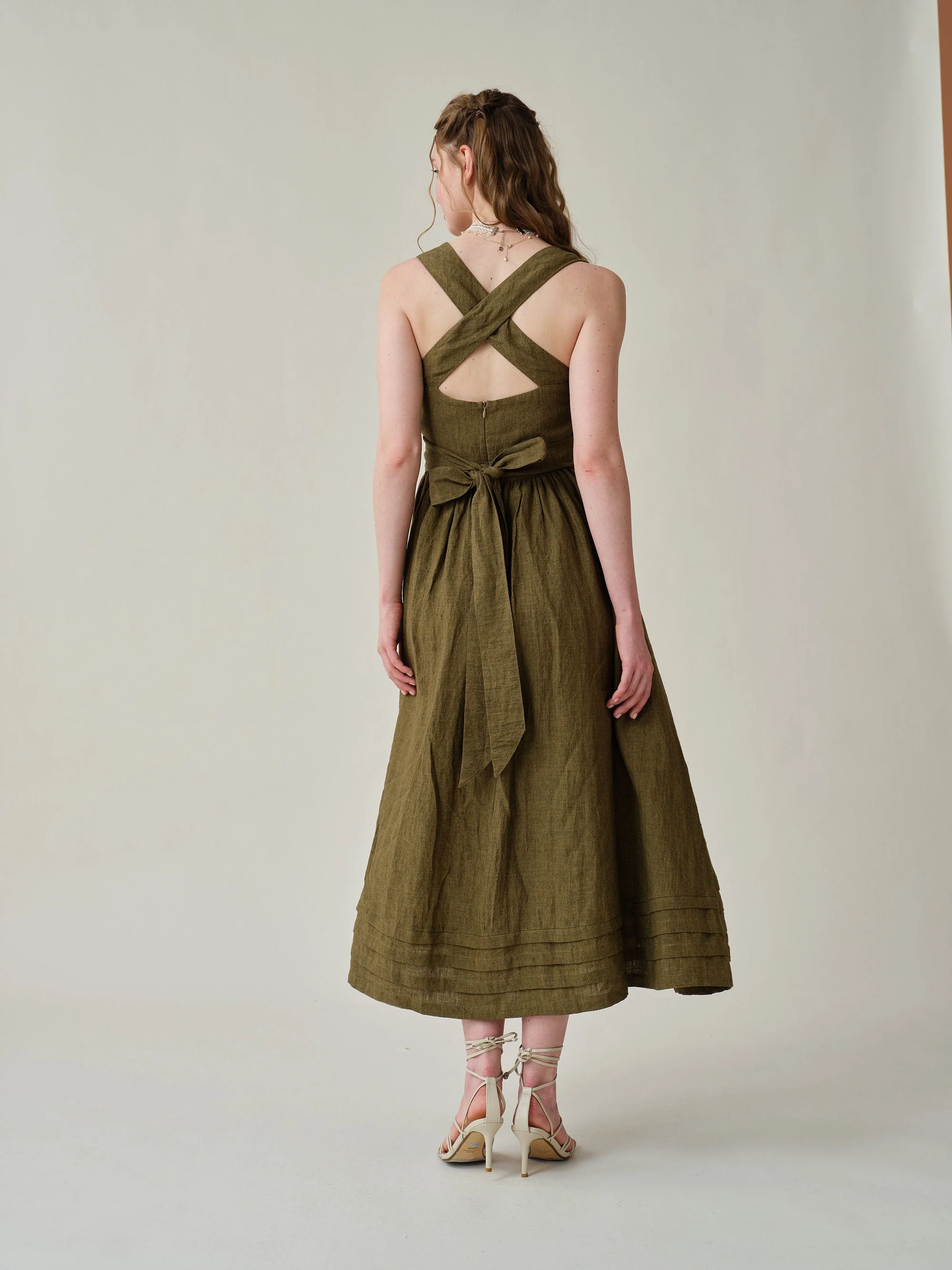 Vetiver 23 | cross back linen dress - Image 9