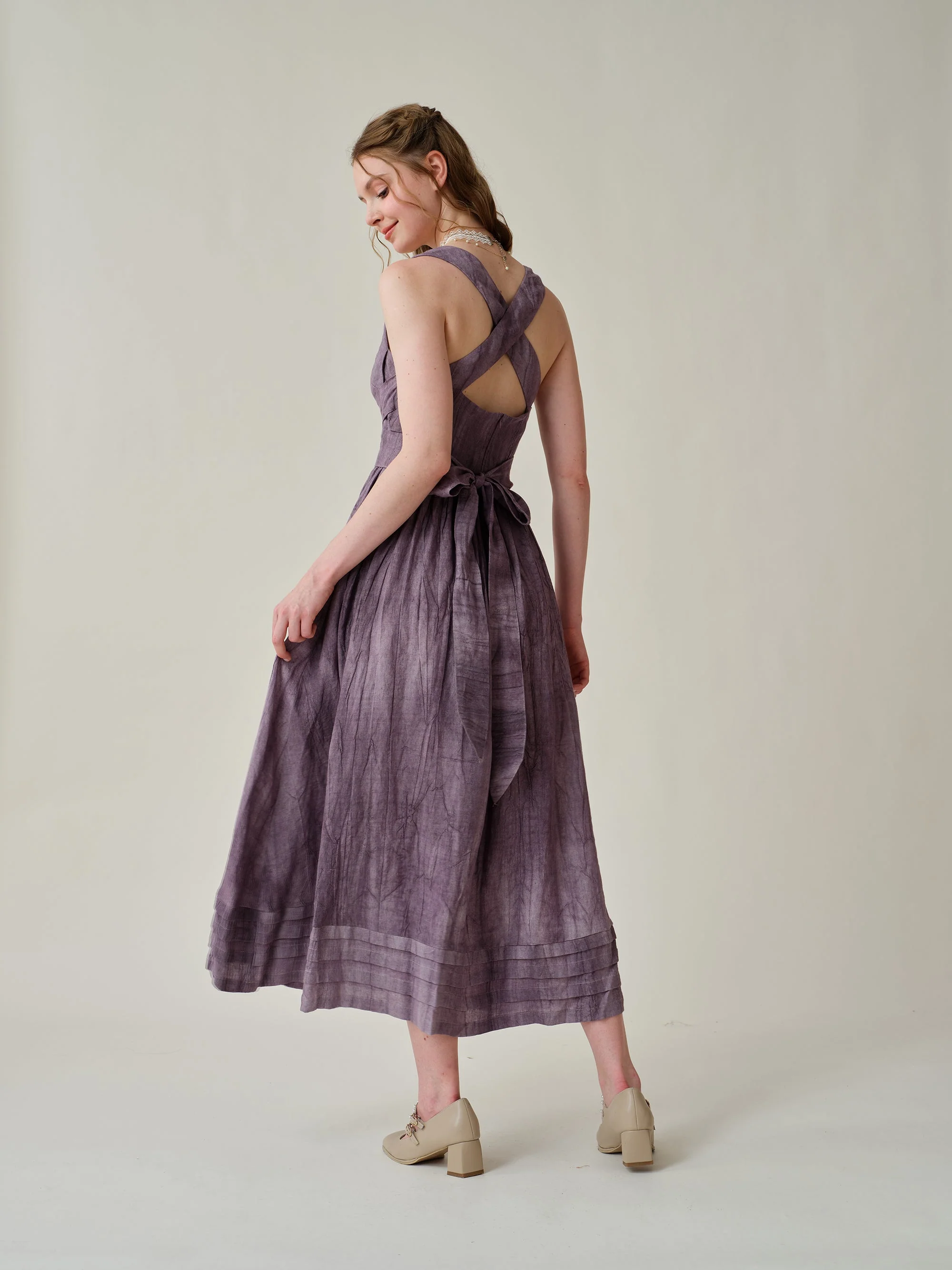 Vetiver 23 | cross back linen dress - Image 14