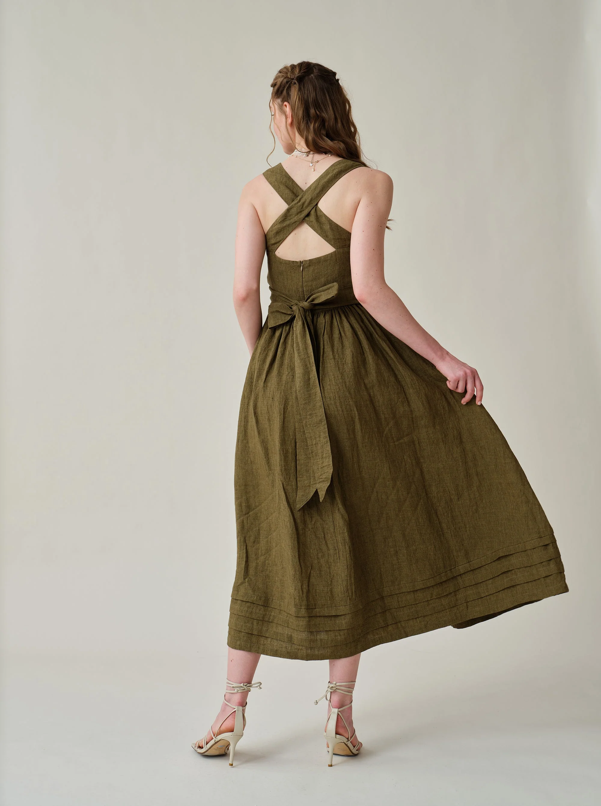 Vetiver 23 | cross back linen dress - Image 15