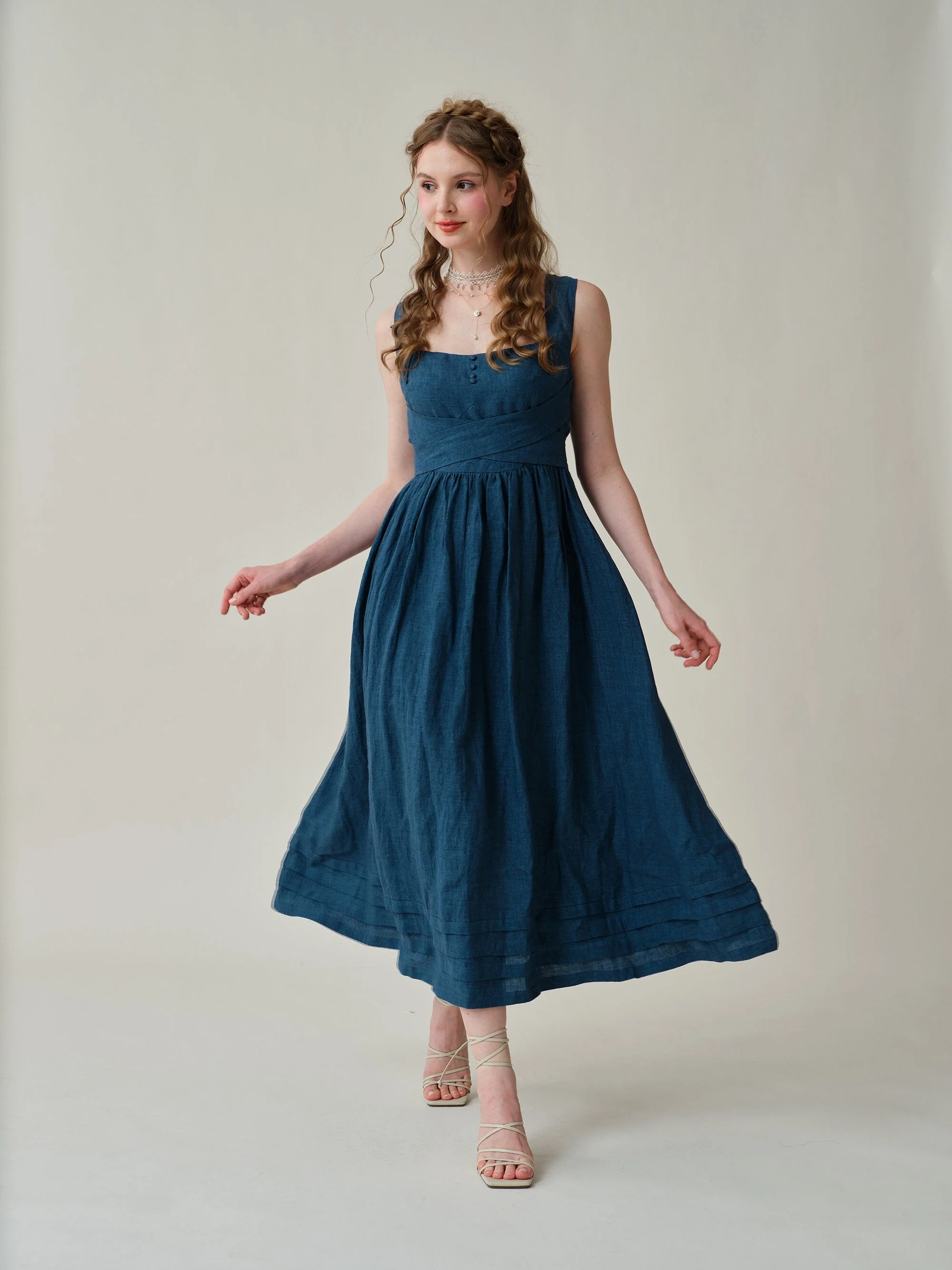 Vetiver 23 | cross back linen dress - Image 8